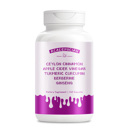 ACADEMICIAN Berberine Apple Cider Vinegar Turmeric Supplement with Ceylon Cinnamon Ginseng Bitter Melon Gymnema Fenugreek Milk Thistle Capsules 120