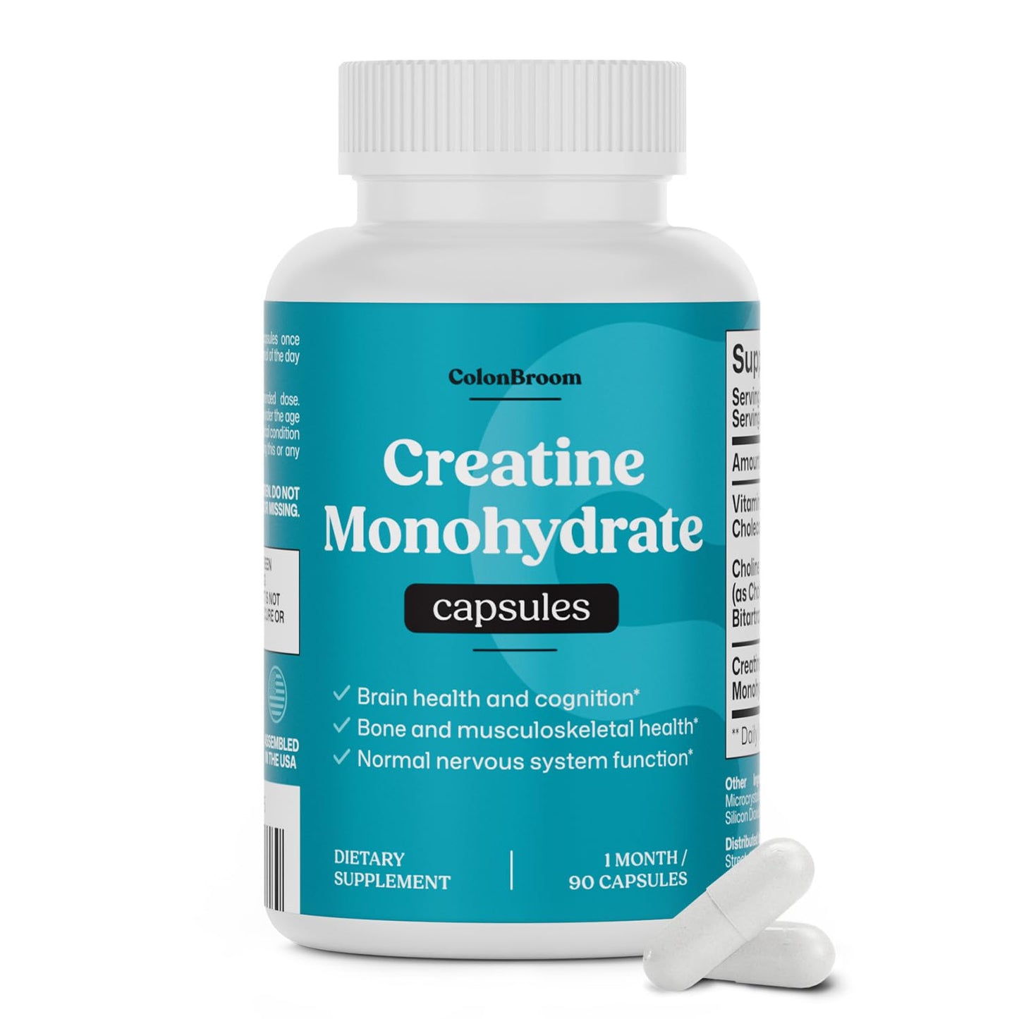 ColonBroom Creatine Monohydrate Capsules 1500 mg, 90 Count