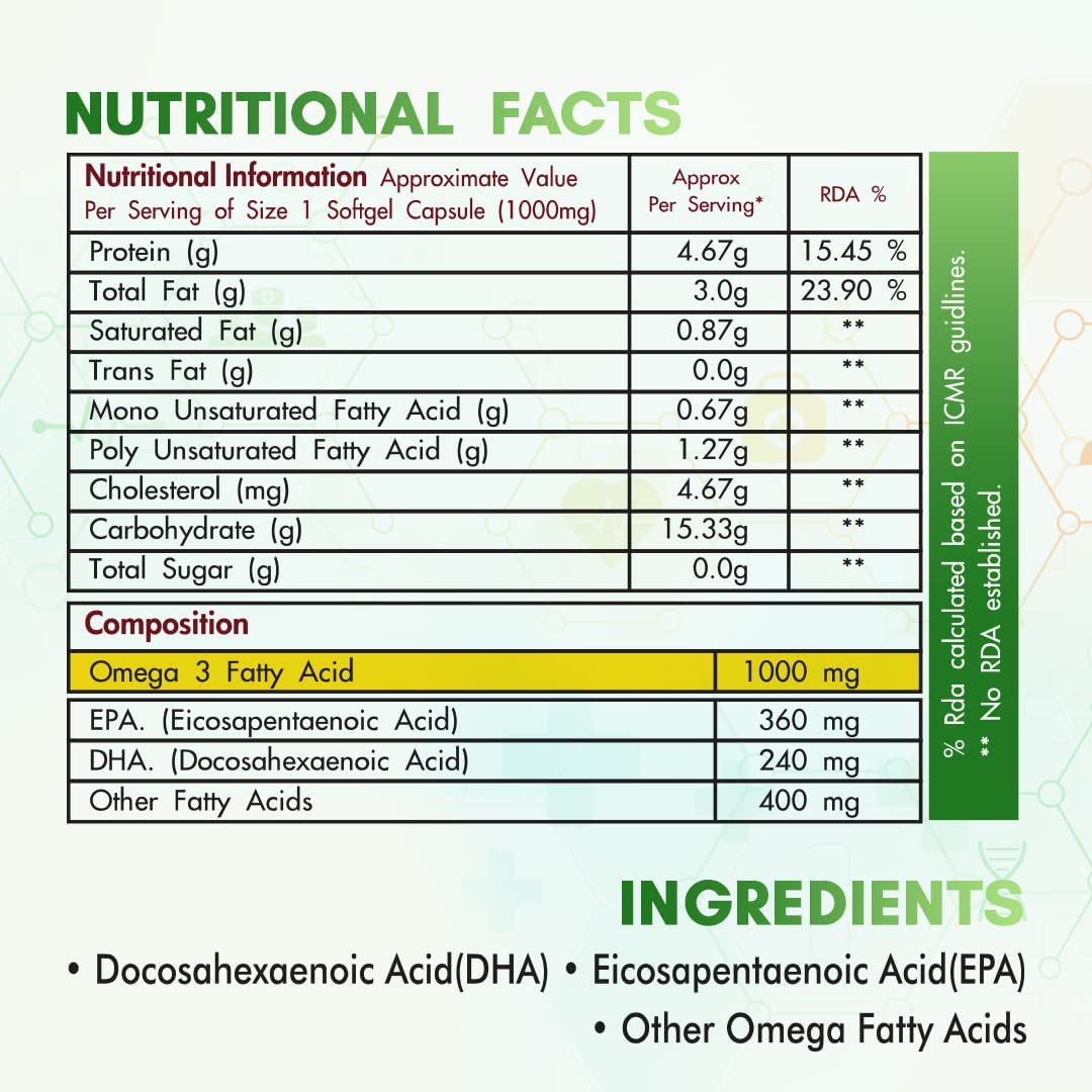 FHC Omega 3 Fish Oil 1000mg Capsule, 60 Capsules