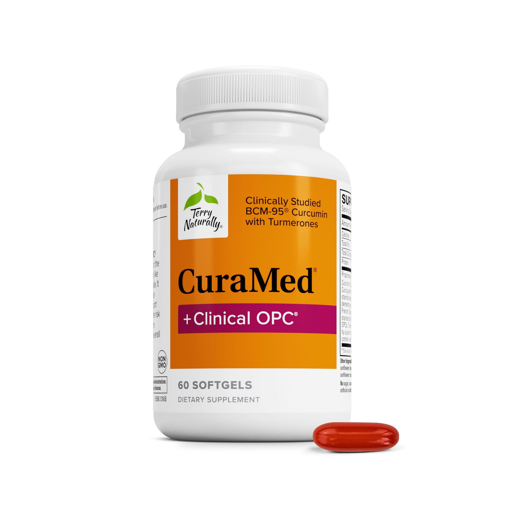 Terry Naturally CuraMed + OPC BCM-95 Curcumin & French Grape Seed VX1 Softgels, 60 count