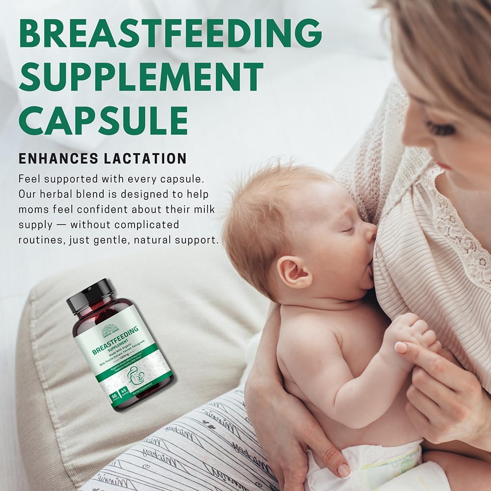 Hebhac Herbs Breastfeeding Supplement for Milk Supply Support with Fenugreek, Fennel & Milk Thistle, Capsules, 90 Capsules