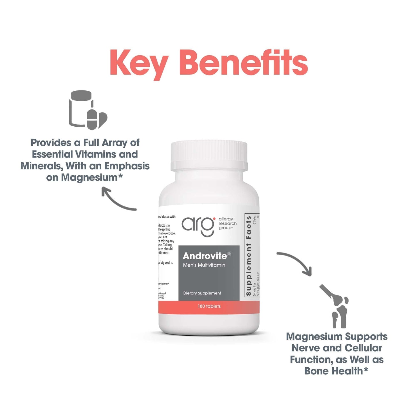 Optimox Androvite for Men Magnesium Supplement Tablet 180 Count