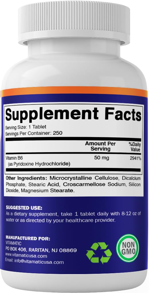 Vitamatic Vitamin B6 (Pyridoxine HCl) 500 Tablets