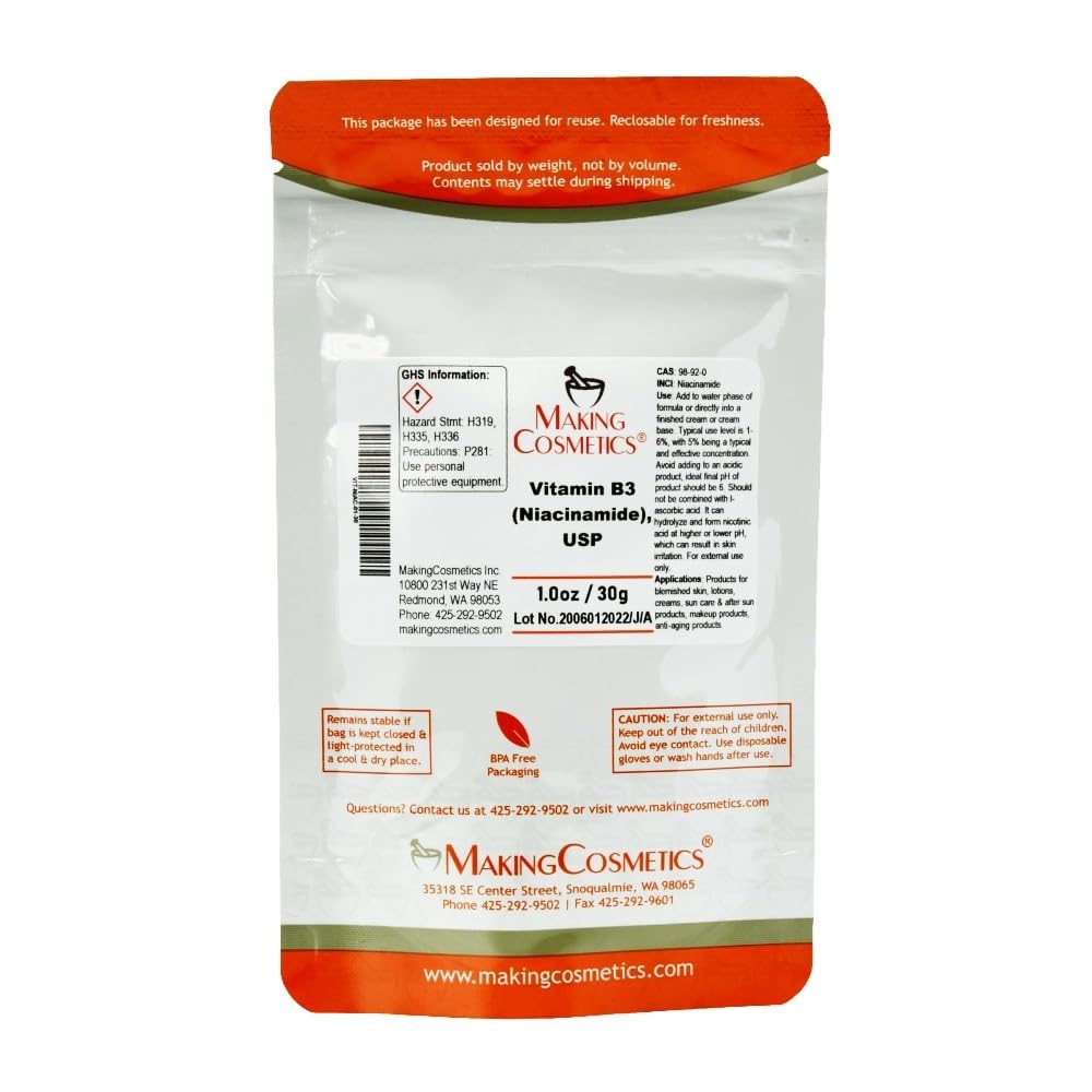 MakingCosmetics Vitamin B3 USP Grade Cosmetic Ingredient Powder 1 Ounce