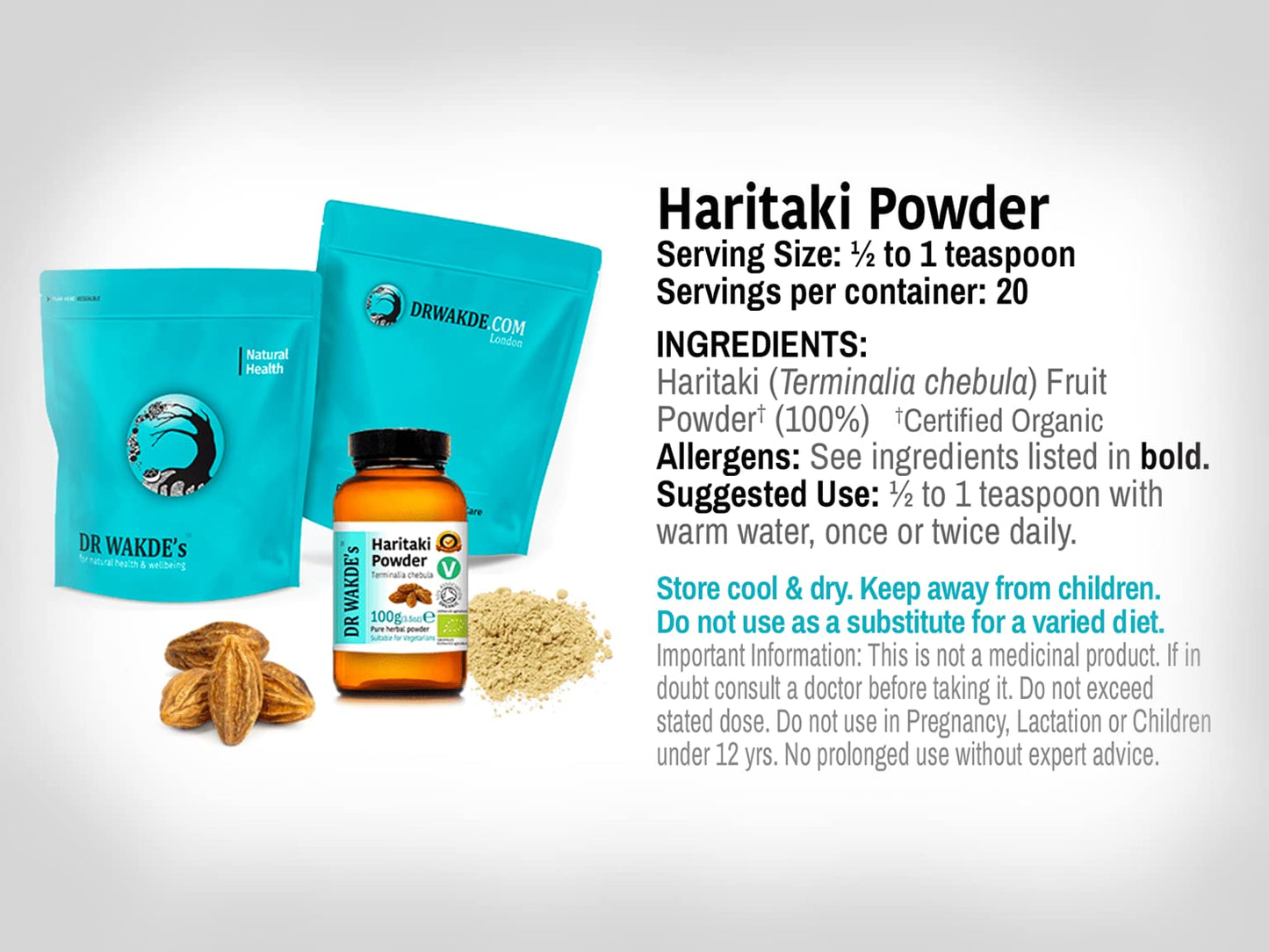 DR WAKDE'S Haritaki Powder 17.64 Ounce