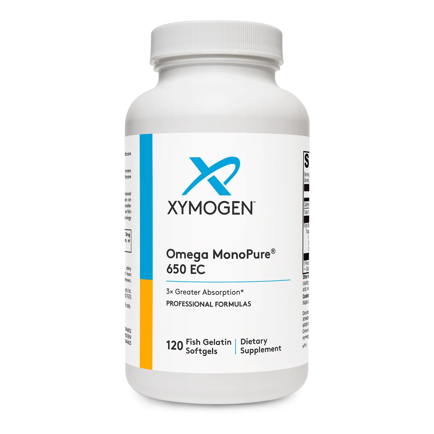 XYMOGEN Omega MonoPure 650 EC - Heart & Brain Support - DHA & EPA Omega-3 Fish Oil - Monoglyceride High Absorption, Enteric Coated, 120 Softgels