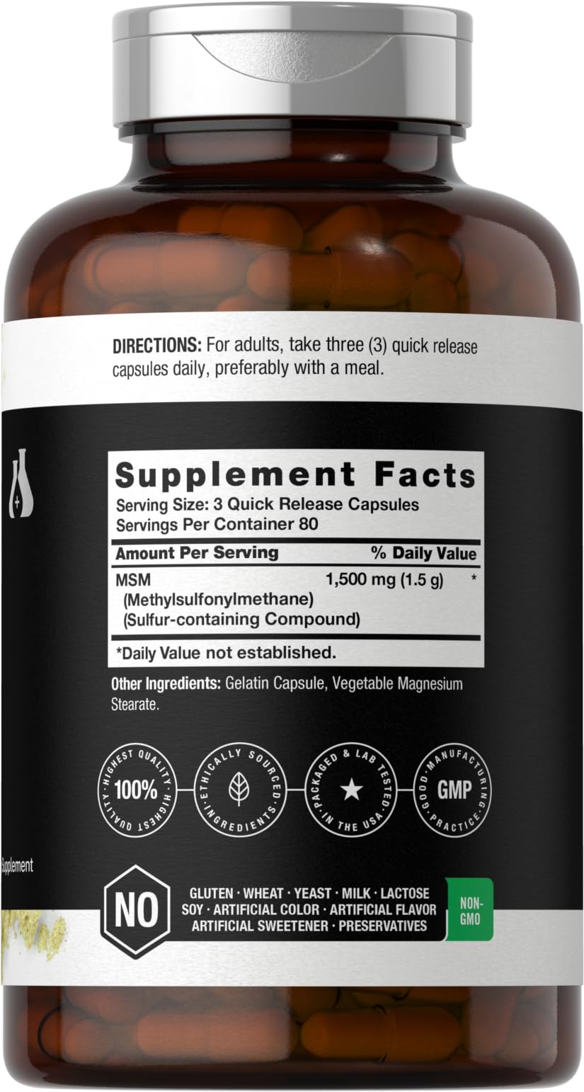 Horbäach MSM 1500mg Capsules, 240 Count