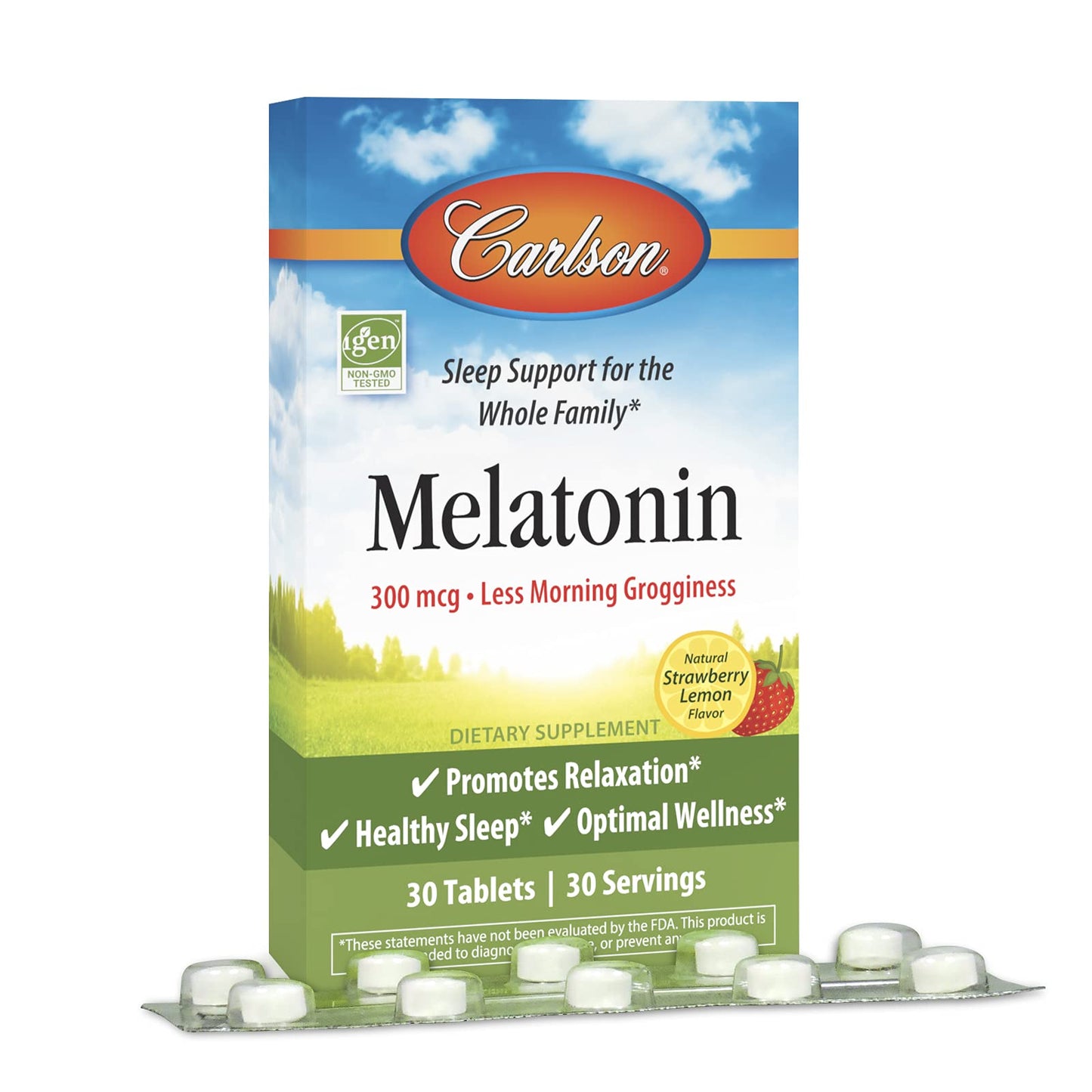 Carlson Melatonin 300 mcg, 30 Tablets