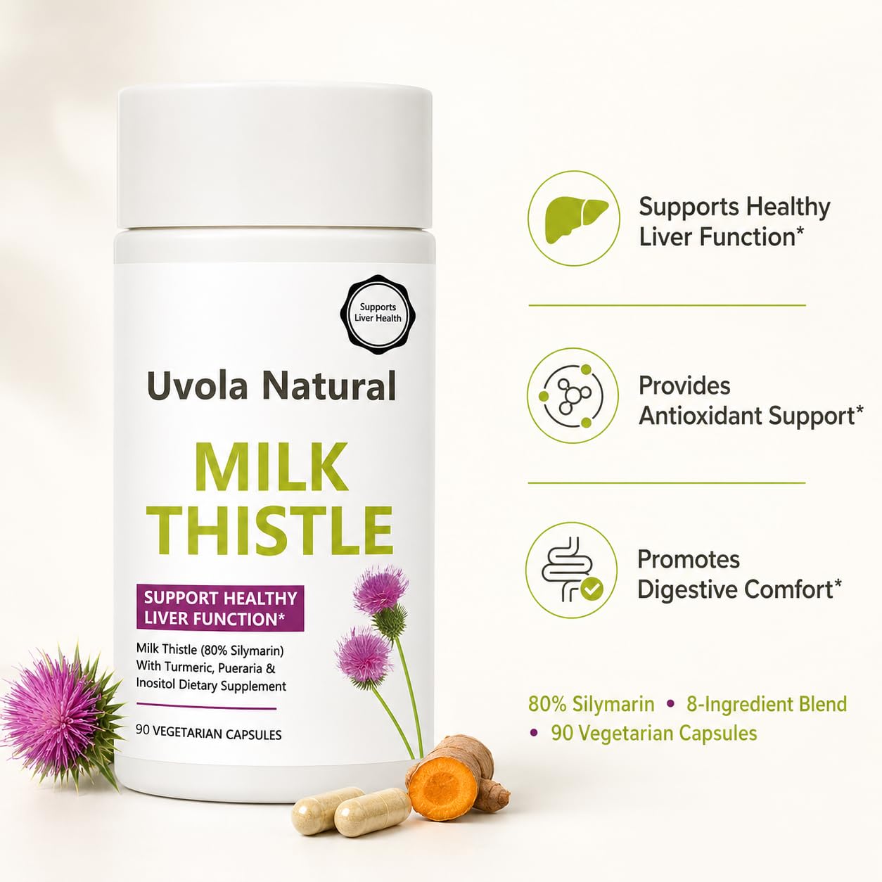 Uvola Natural Milk Thistle Supplement Capsule 60 Capsules