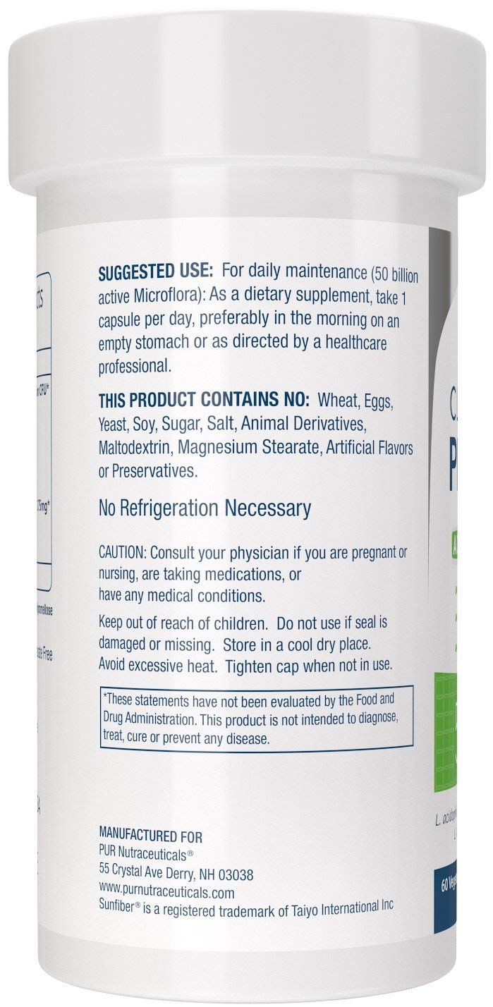 PUR Nutraceuticals Clinical Grade Probiotics 50 Billion CFUs, 60 Capsules