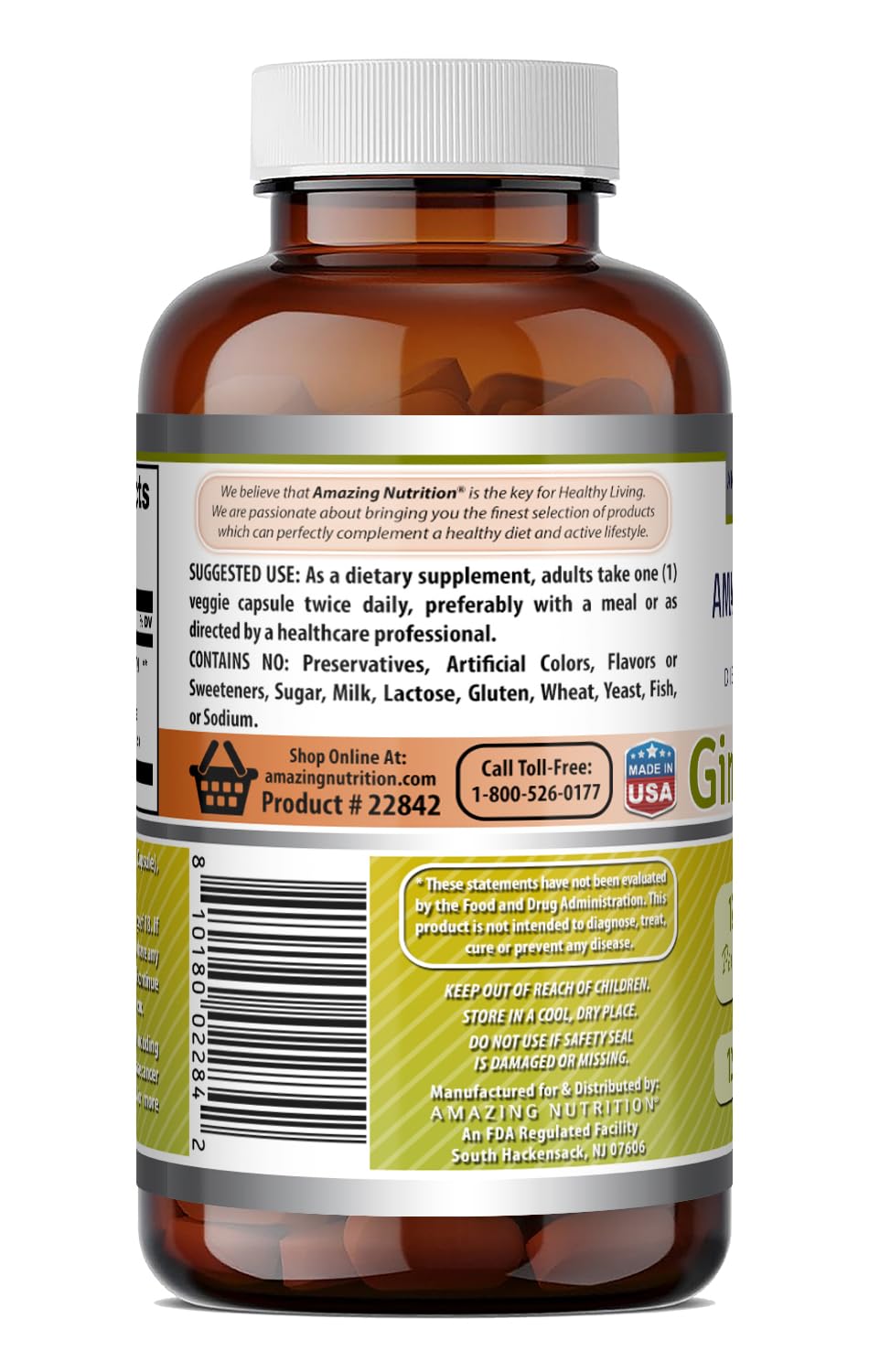 Amazing Nutrition Ginkgo Biloba 120 Mg Supplement Capsule, 120 Count