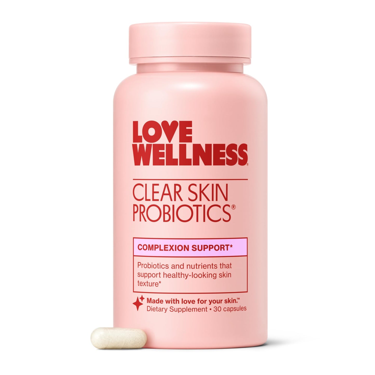 Love Wellness Clear Skin Probiotic Capsules 30 Count