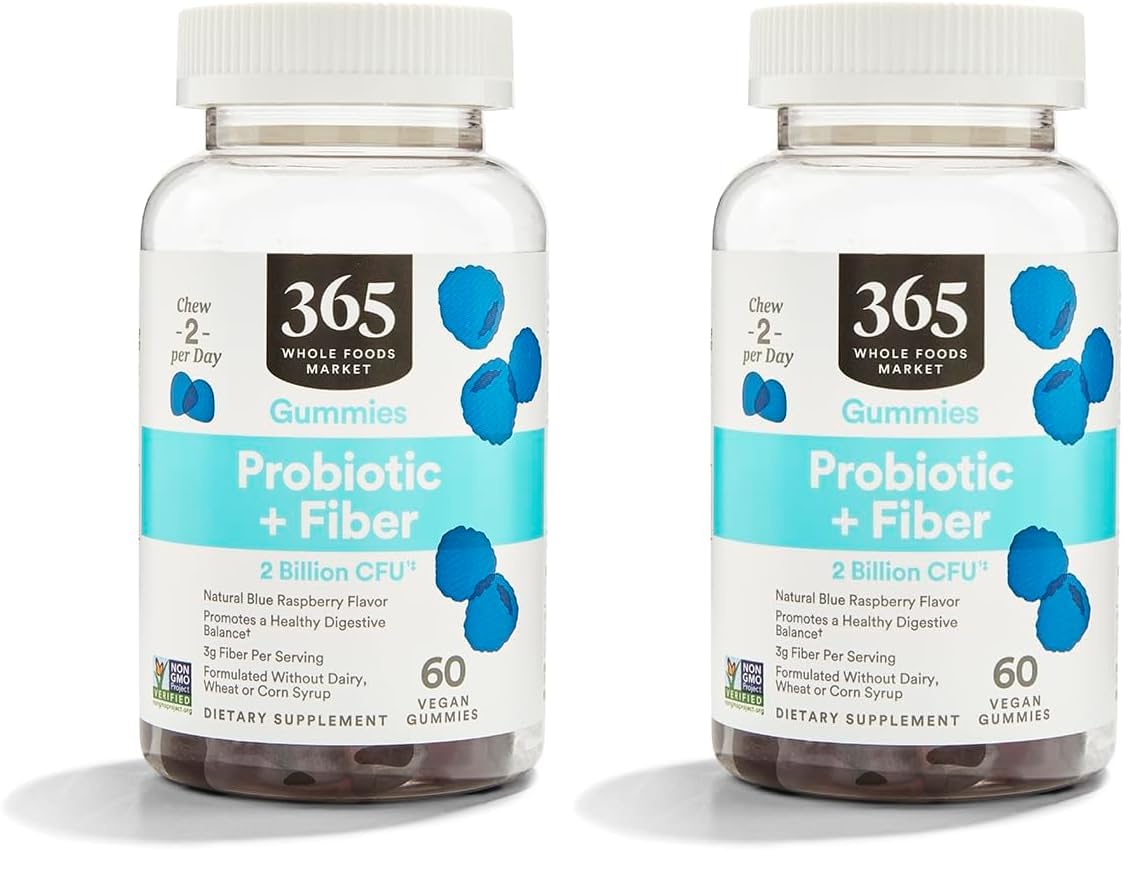365 by Whole Foods Market Gummies Probiotic Fiber 2 Bill Blue Raspberry, 120 Gummies