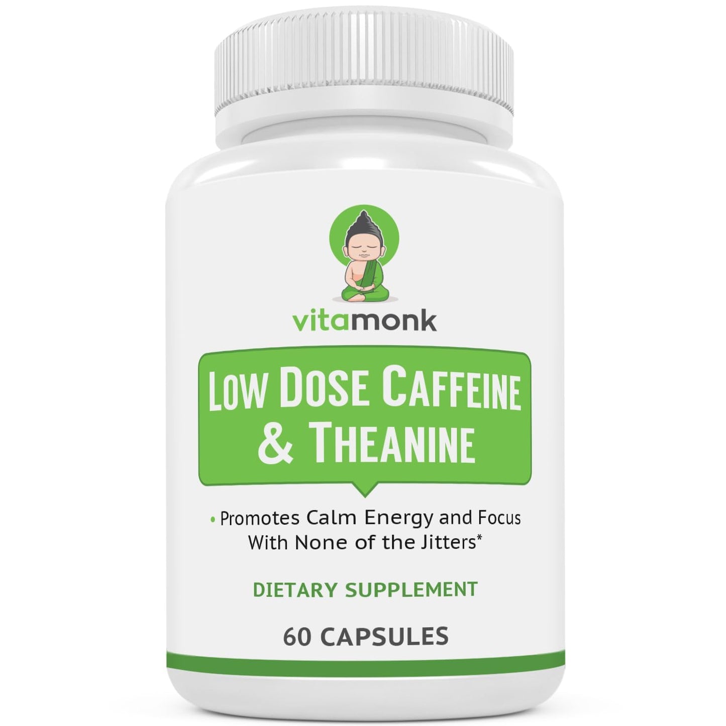 VitaMonk Low Dose Caffeine L-Theanine, 60 Capsules