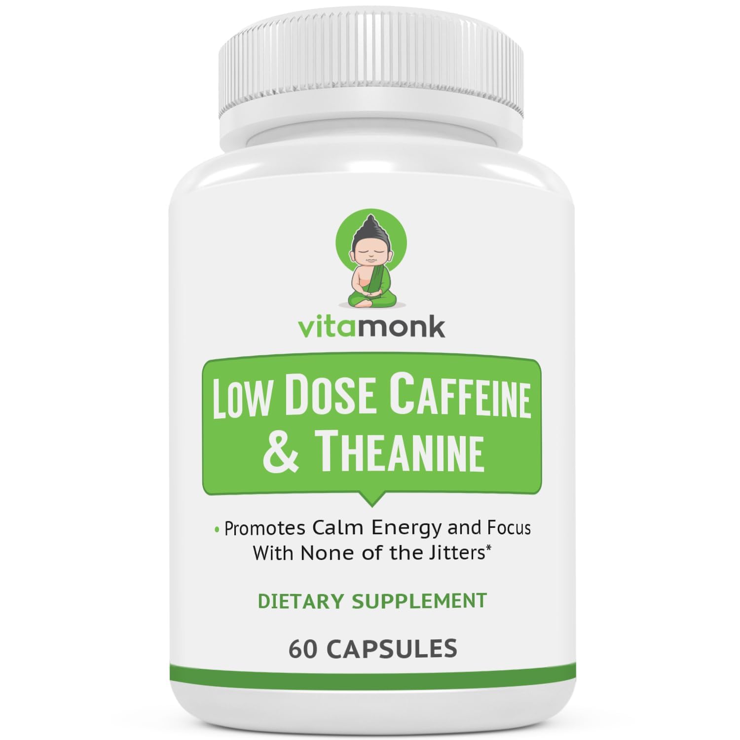 VitaMonk Low Dose Caffeine L-Theanine, 60 Capsules