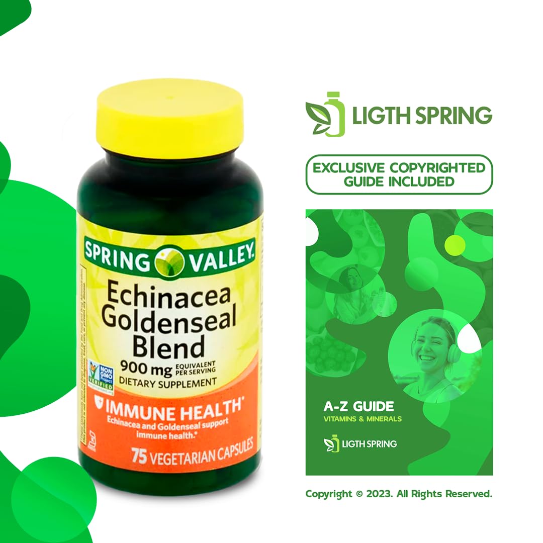 LightSpring Echinacea Goldenseal Blend Dietary Supplement 900 mg Capsule, 75 Capsules