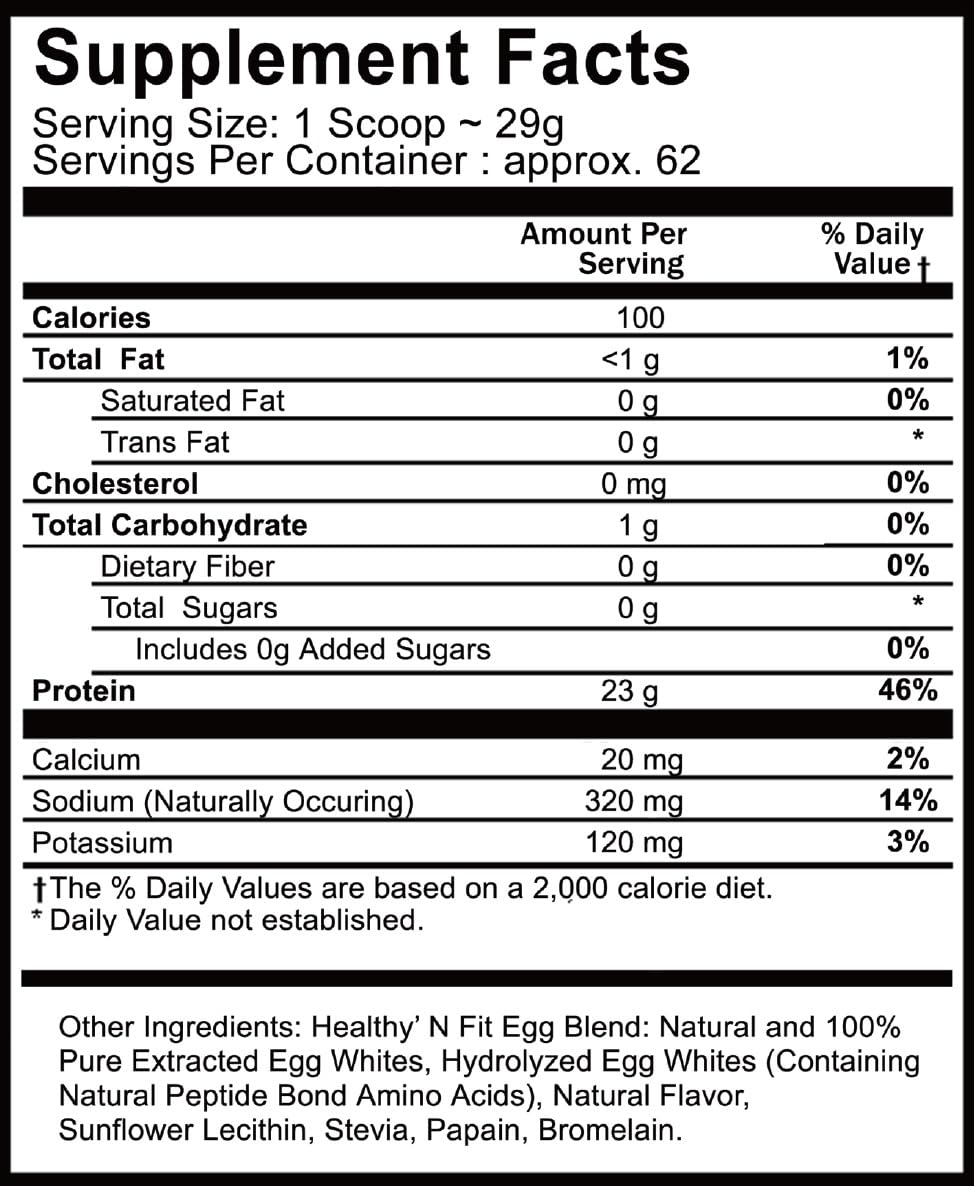 Healthy 'N Fit 100% Egg Protein Vanilla Powder, 64 Servings