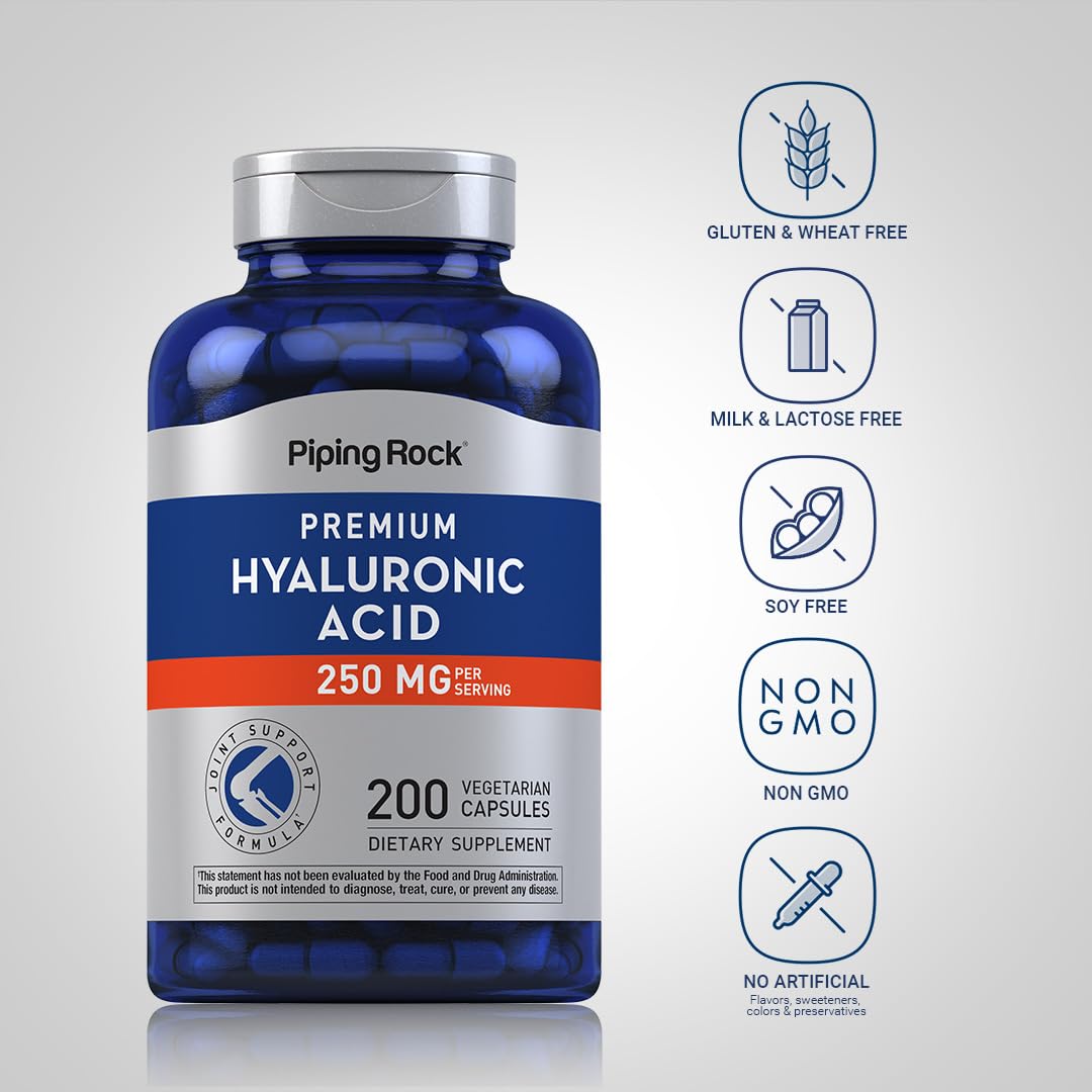 Piping Rock Hyaluronic Acid Supplement 250 mg Capsules, 200 Count