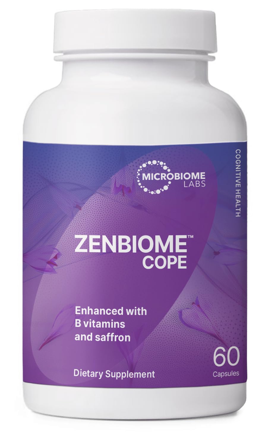 Microbiome Labs Zenbiome COPE Probiotic Mood Support Supplement with Vitamin B6, B12 & Saffron Extract - Gut Health Probiotics for Women & Men - Support the Gut-Brain Axis, 60 Capsules