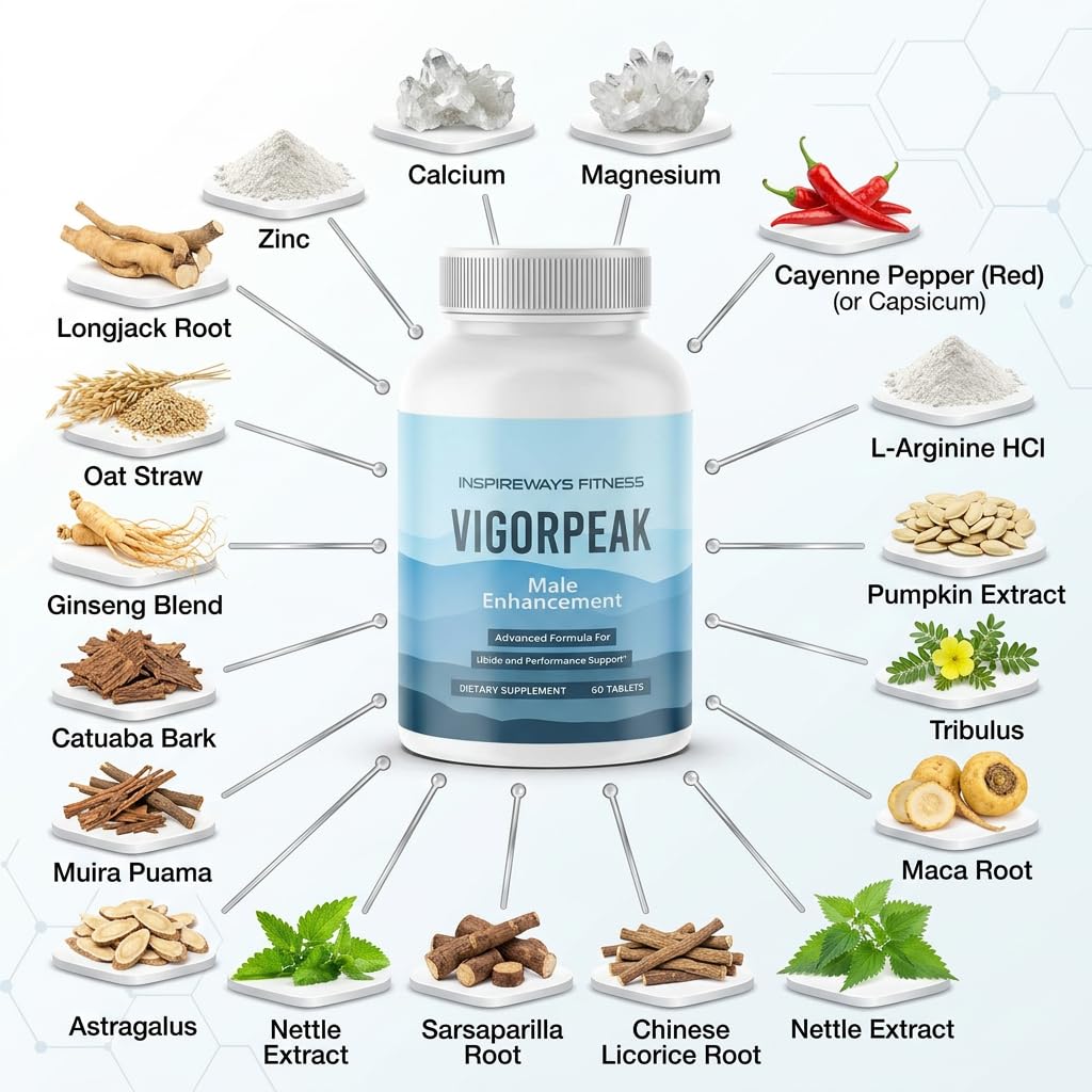 Fitness InspireWays Vigor Peak Supplement with Advanced Natural Ingredients, 120 Capsules
