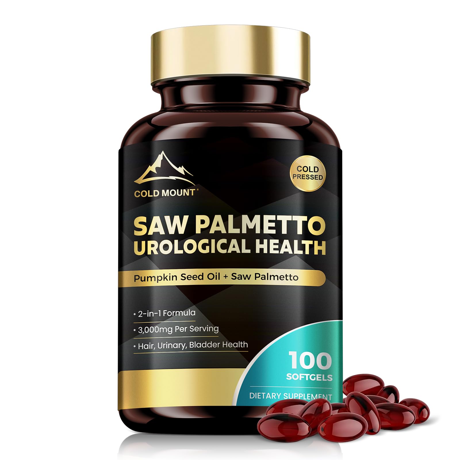 MEGNETA Urological Health Supplements for Men with Pumpkin Seed Oil & Saw Palmetto Softgels, 100 Count