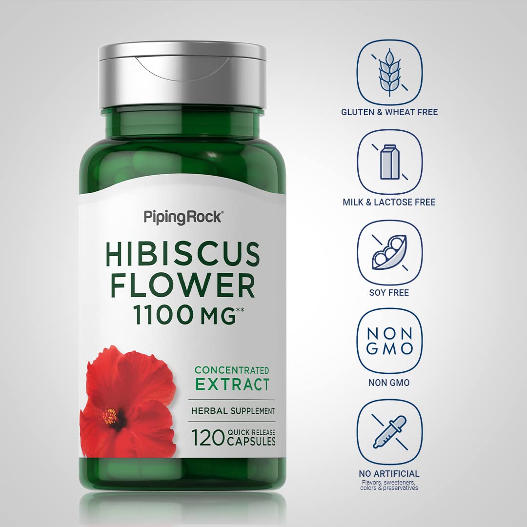 Piping Rock Hibiscus Flowers Capsules 120 Count