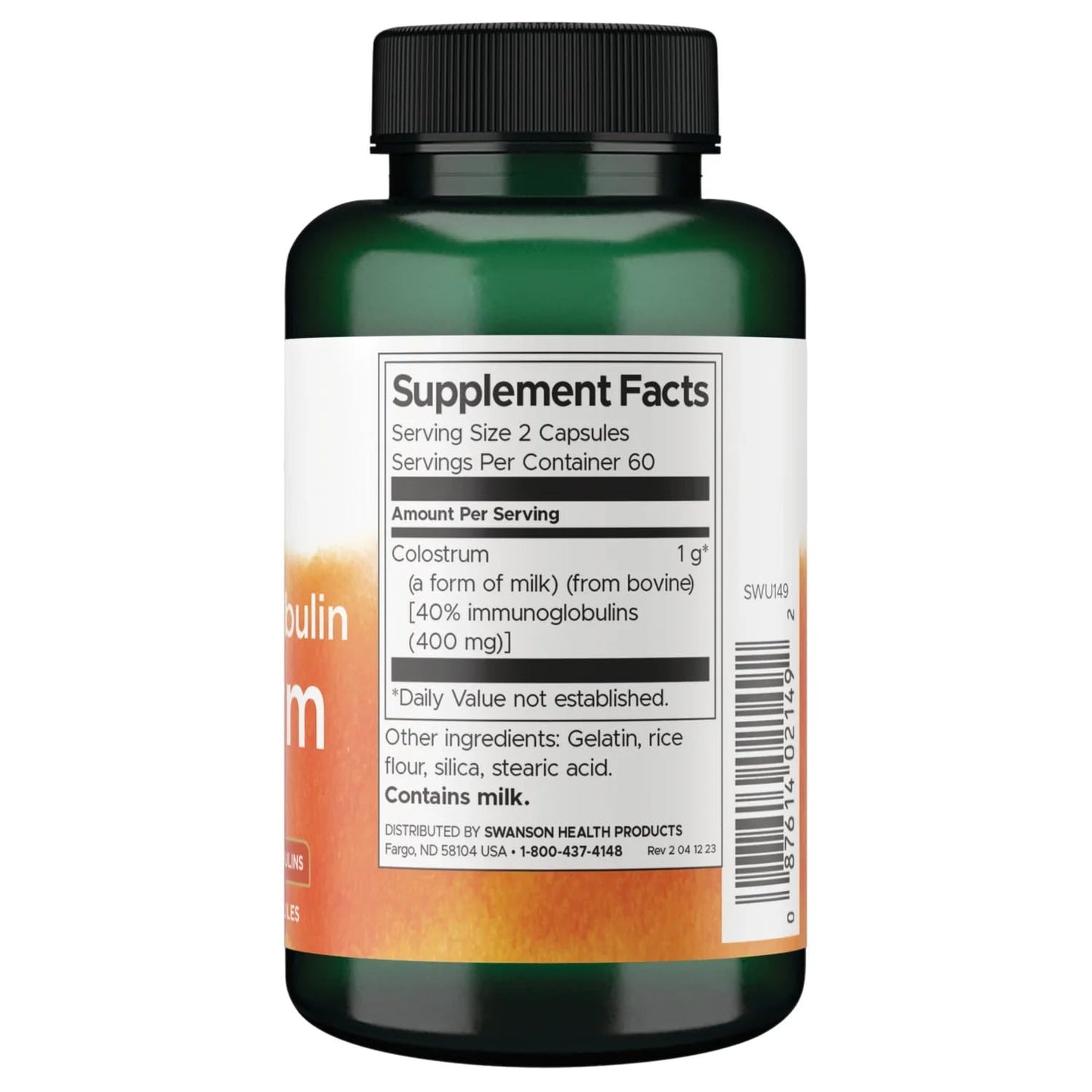 Swanson High Ig Colostrum 500 mg Capsules, 120 Count