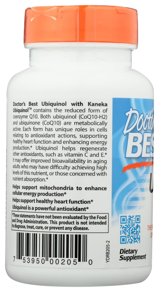 Doctor's Best Ubiquinol featuring Kaneka's QH 100 mg Softgels, 180 Count