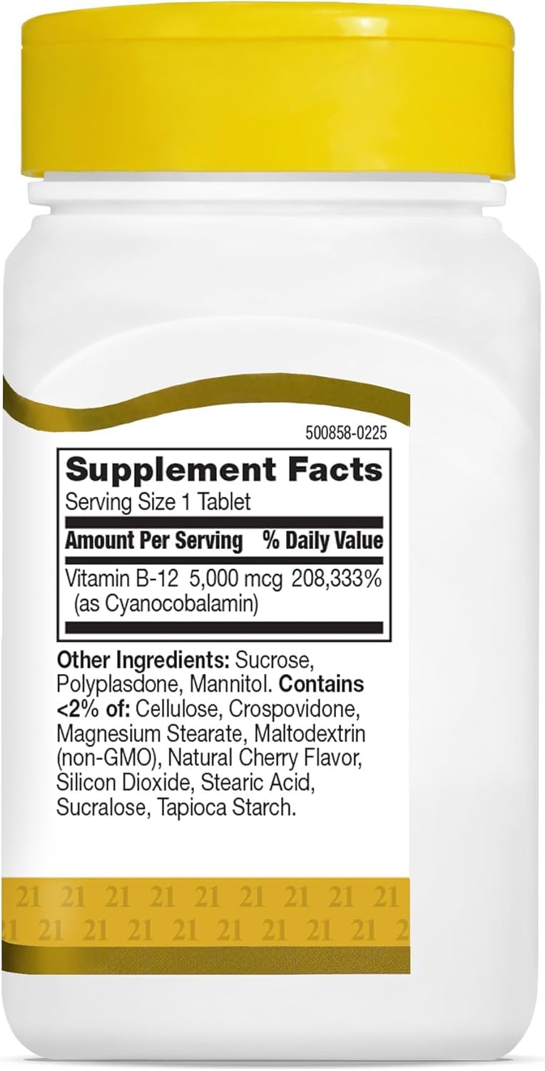 21st Century B-12 5000 mcg Tablets, 110 Tablets