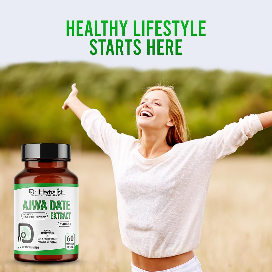 Dr. HERBALIST Ajwa Date Extract 350mg Capsules 60 Count
