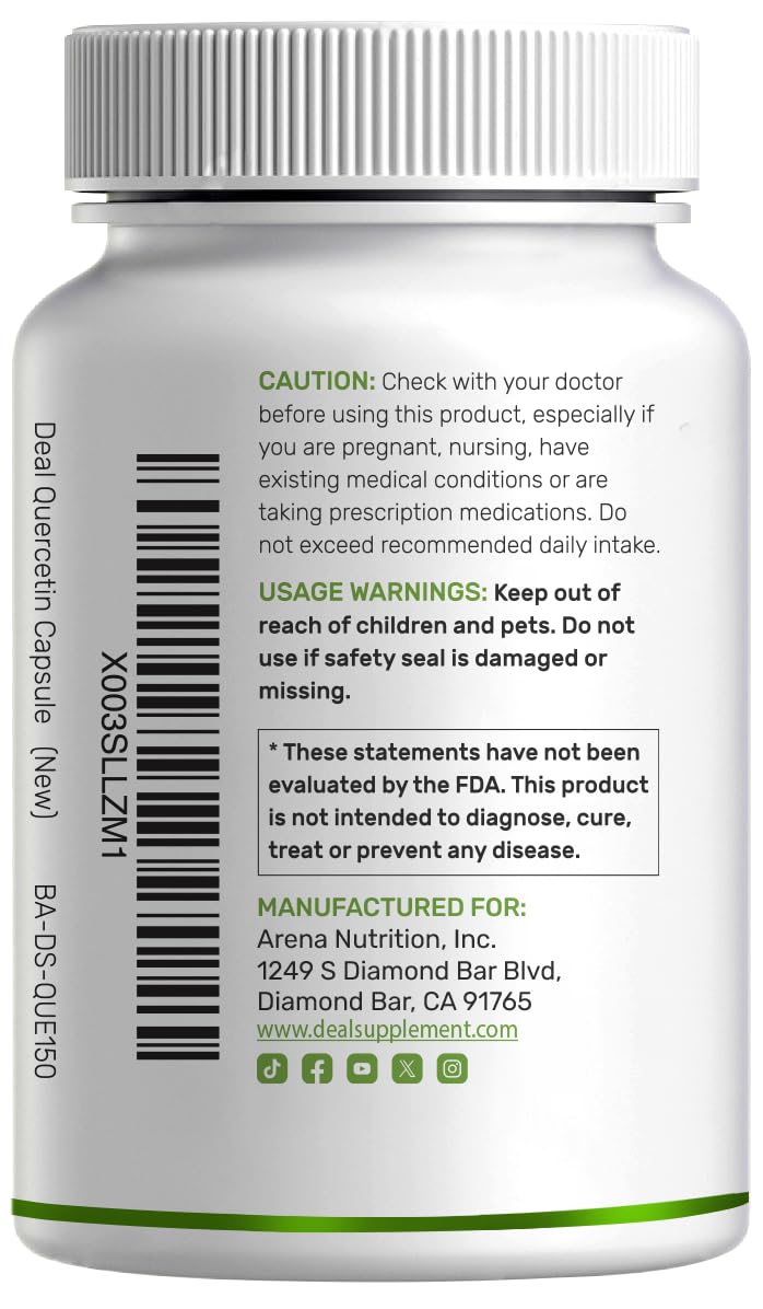 DEAL SUPPLEMENT Quercetin 1000mg Capsule, 300 Capsules
