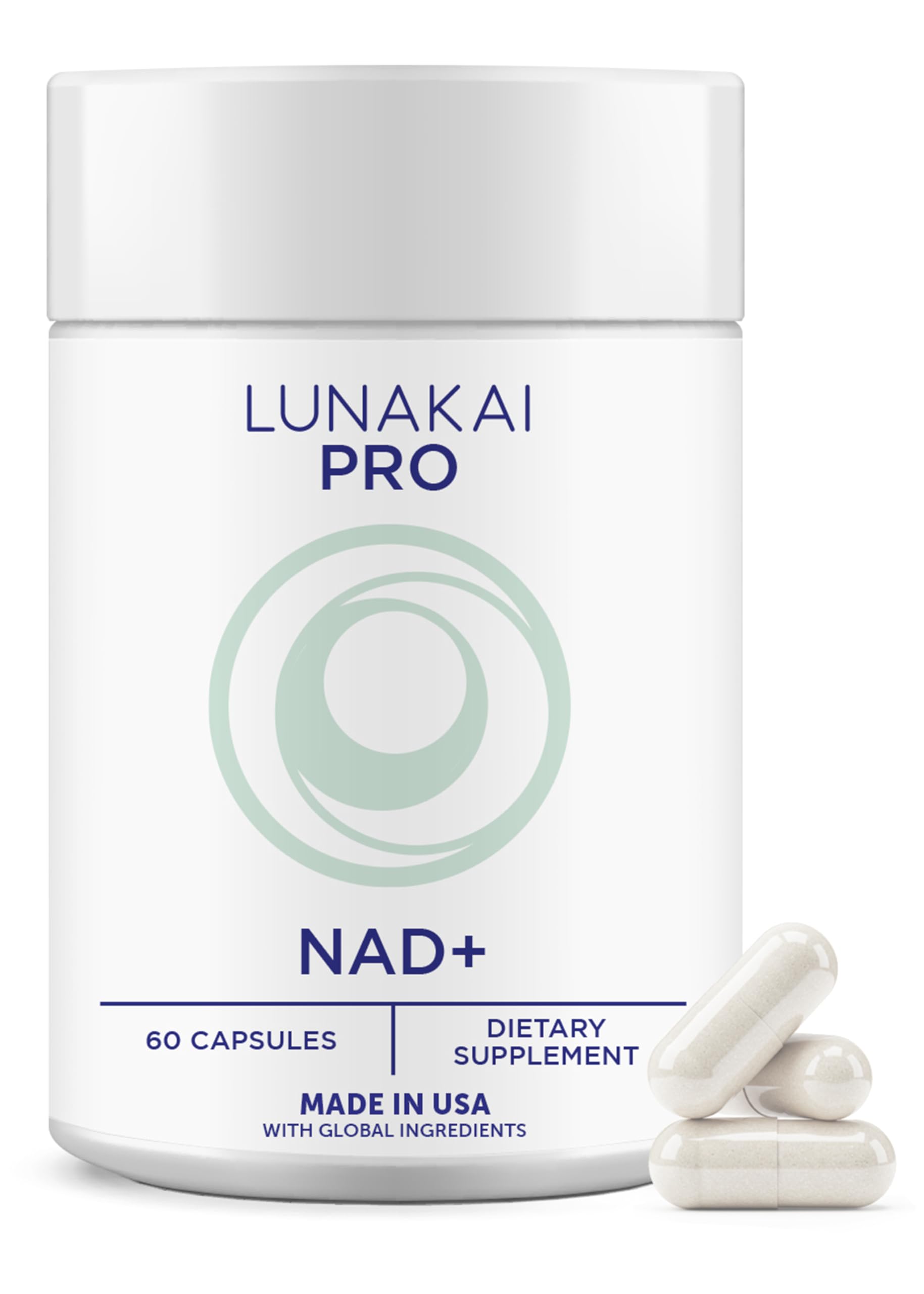 Lunakai NAD+ Capsule, Dual-Pathway NR & Resveratrol, 60 Count