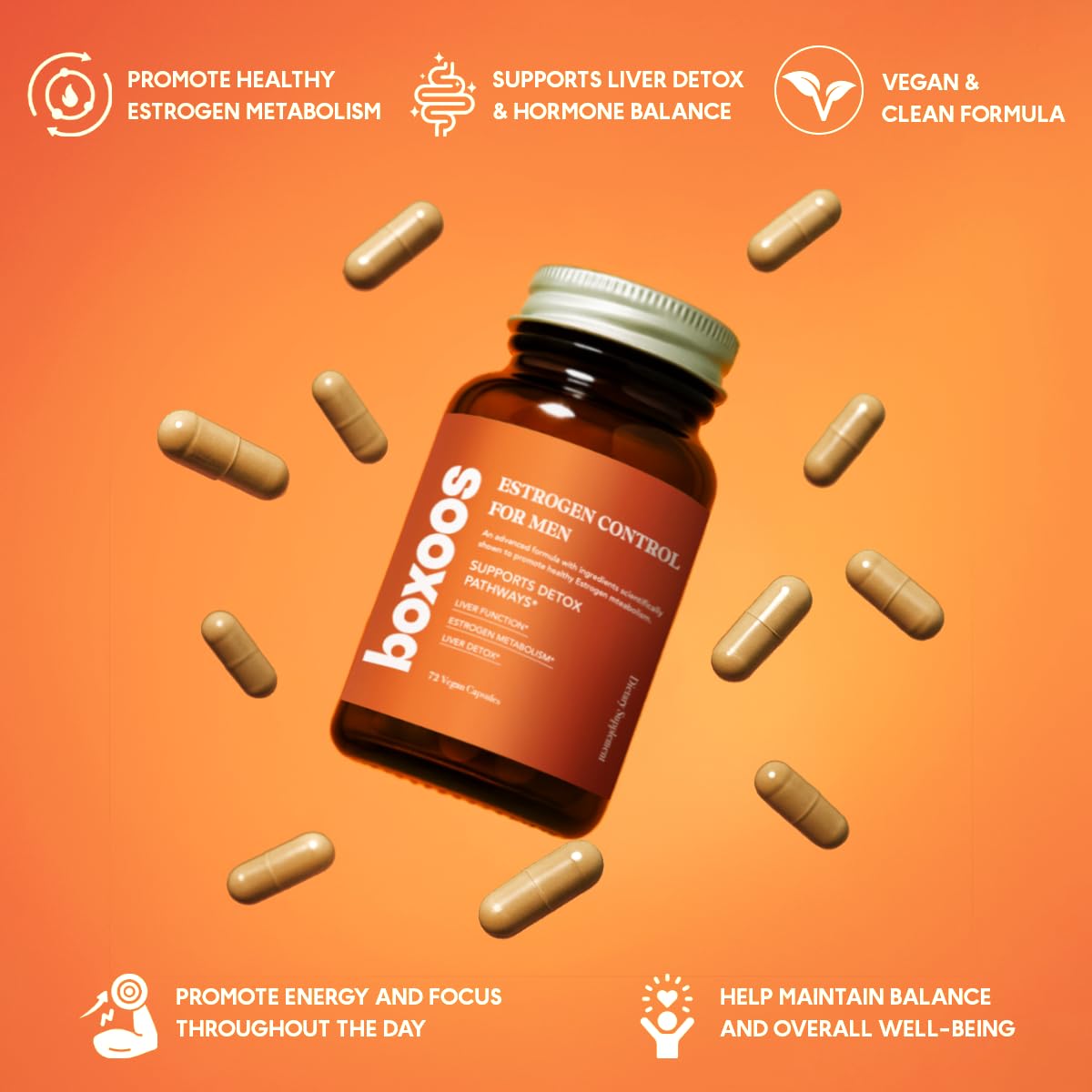 BOXOOS Liver Support & Energy Supplement with Plant-Based Extracts Capsules 72