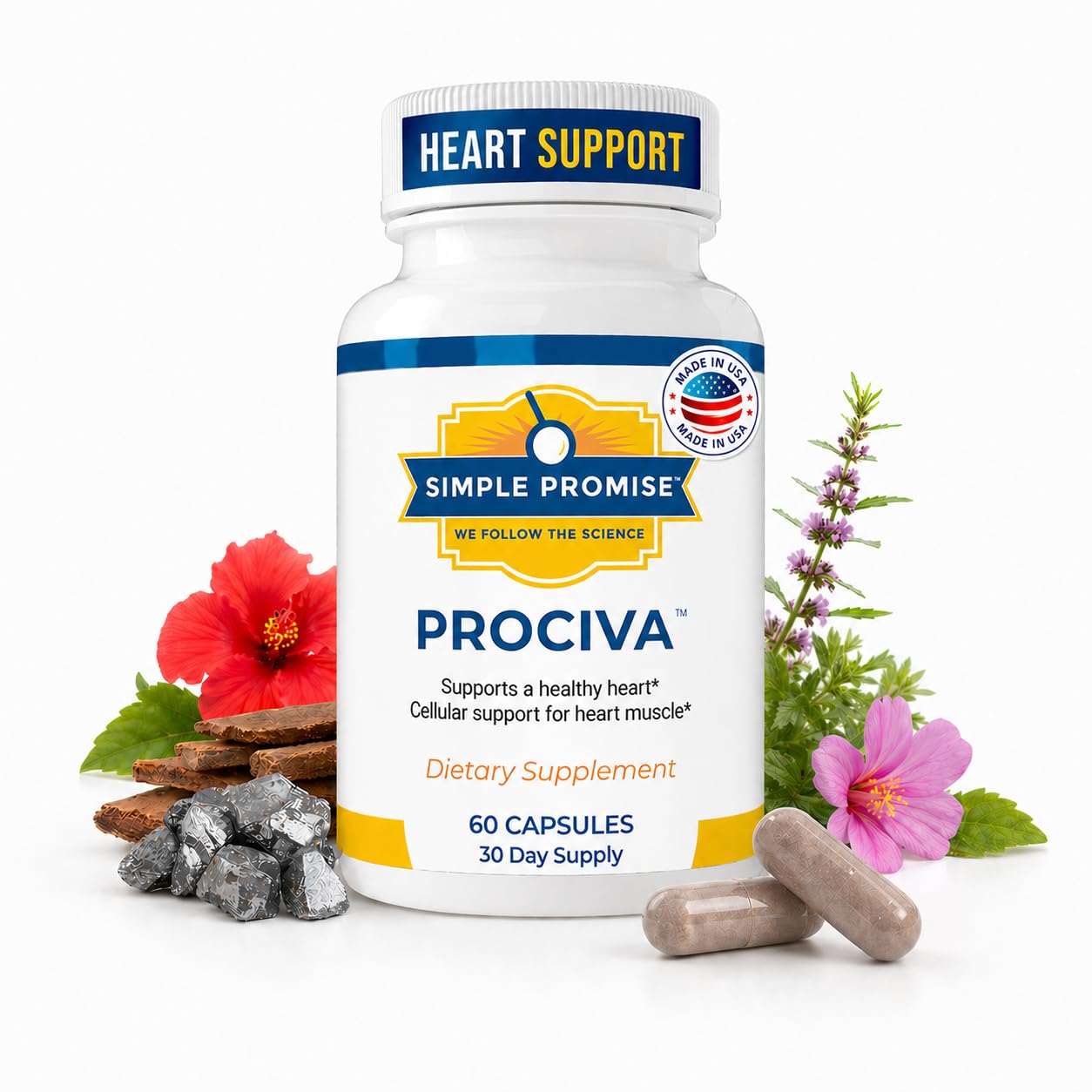 Simple Promise Prociva Arjuna Bark Extract Heart Health Supplement Capsule, 60 Count