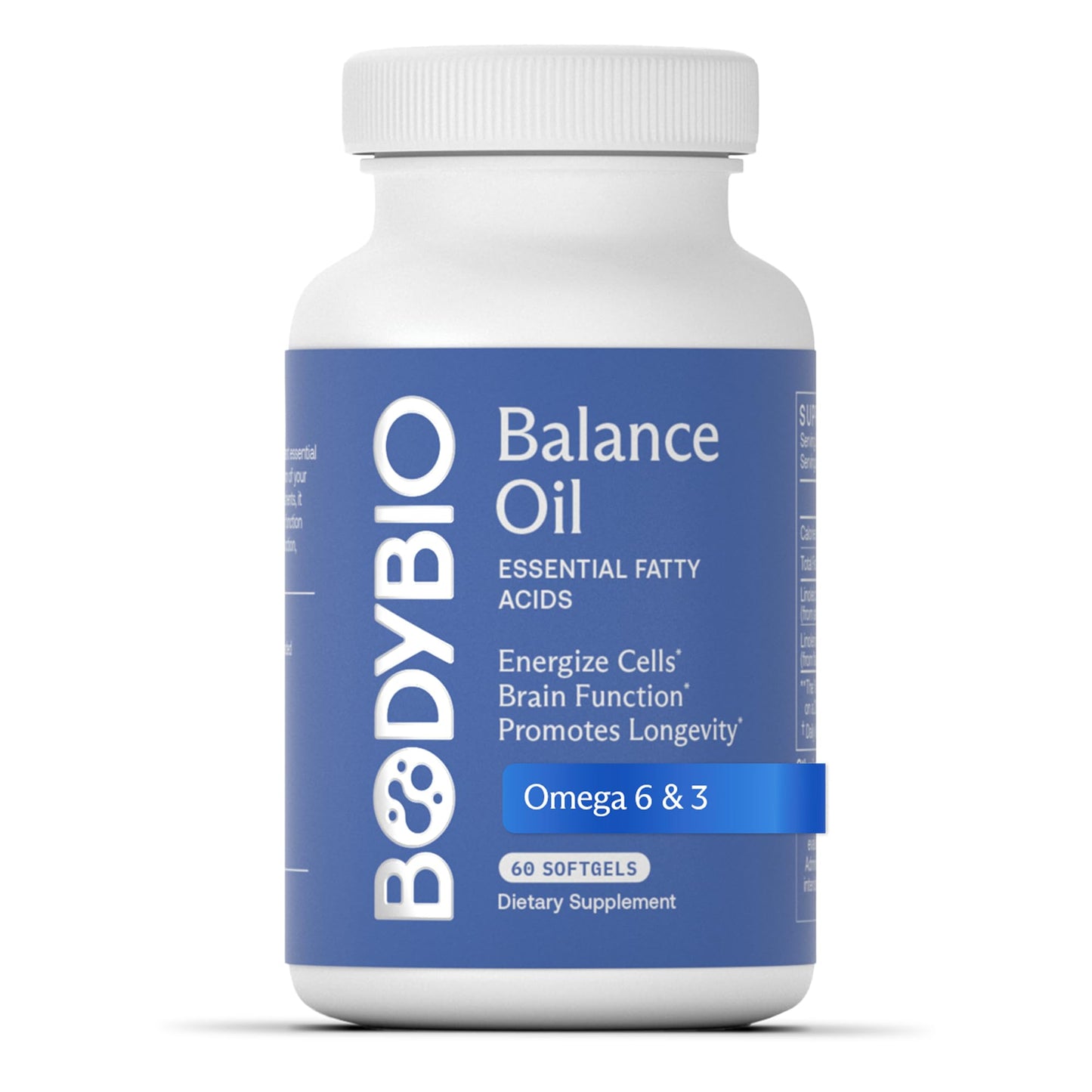 BodyBio Balance Oil Essential Fatty Acids for Brain, Skin, & Mood Softgels, 60 Count