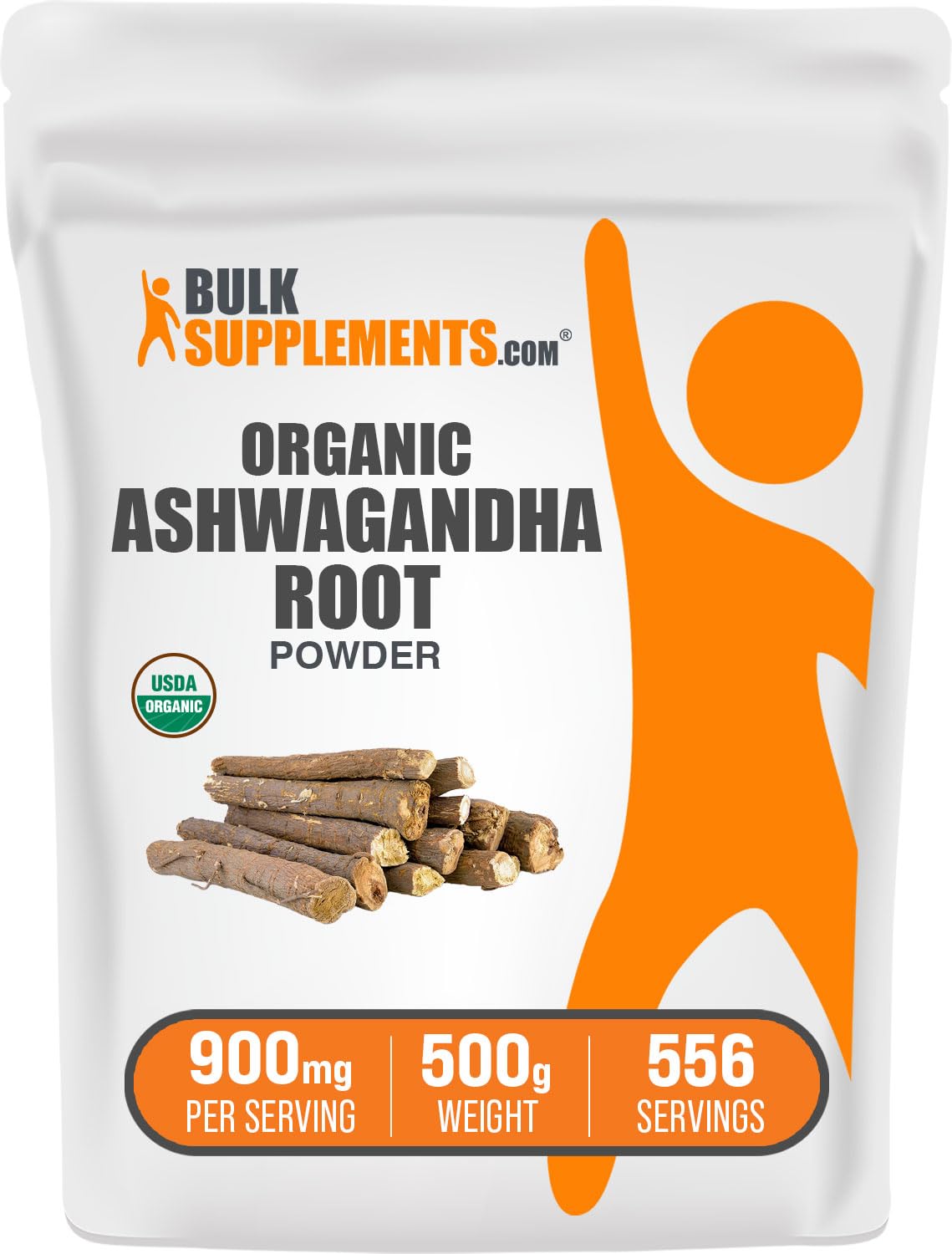 BulkSupplements Organic Ashwagandha Powder 17.6 Ounce