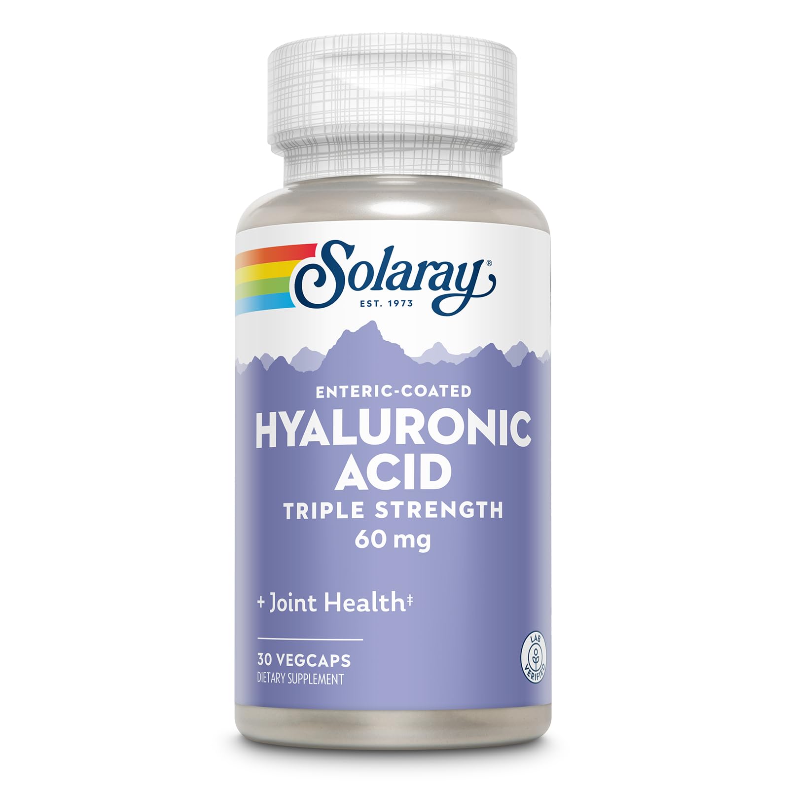 SOLARAY Hyaluronic Acid Triple Strength Capsules - Skin Elasticity and Firmness Support - Plus Vitamin C - Lab Verified, 30 VegCaps
