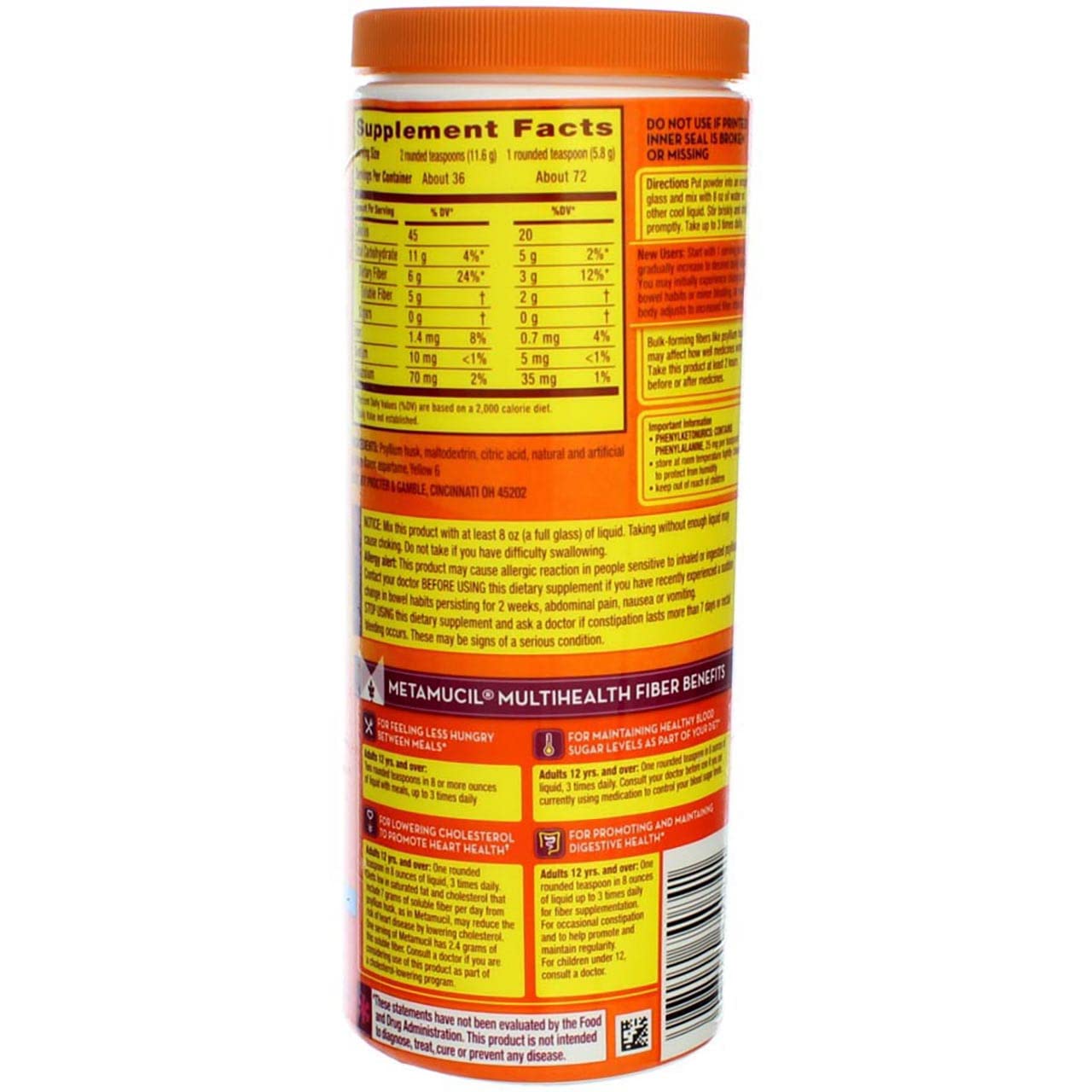 Metamucil Multi-Health Fiber Powder Berry Smooth Sugar Free, 30 oz