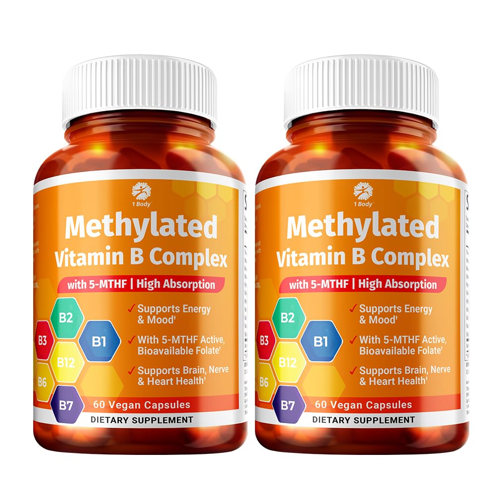 1 Body Methylated B Complex, 5-MTHF Folate & Methyl B12 Capsule, 120 Count