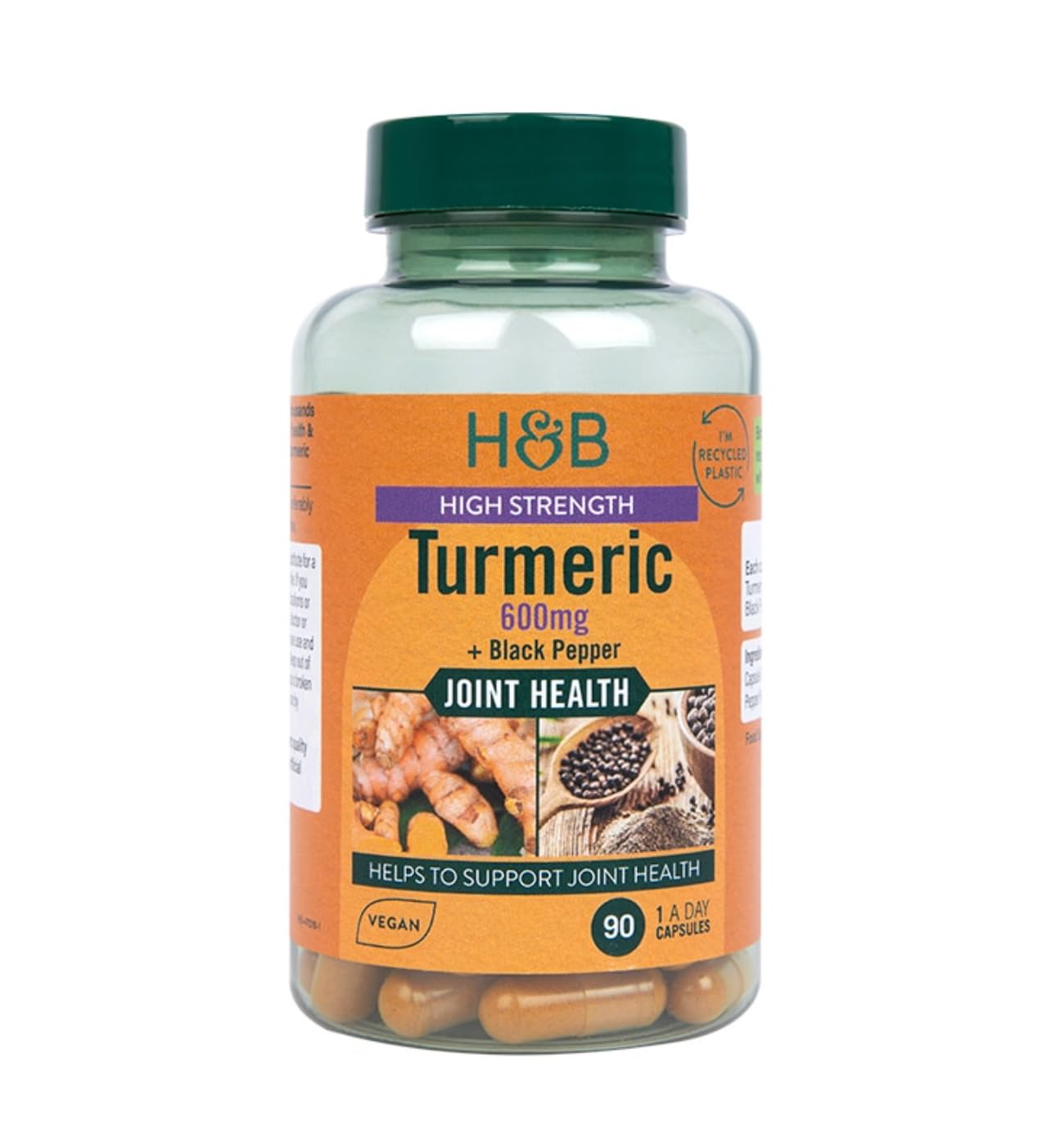 Generic High Strength Turmeric 600mg + Black Pepper Joint Health Capsules, 1 Capsule