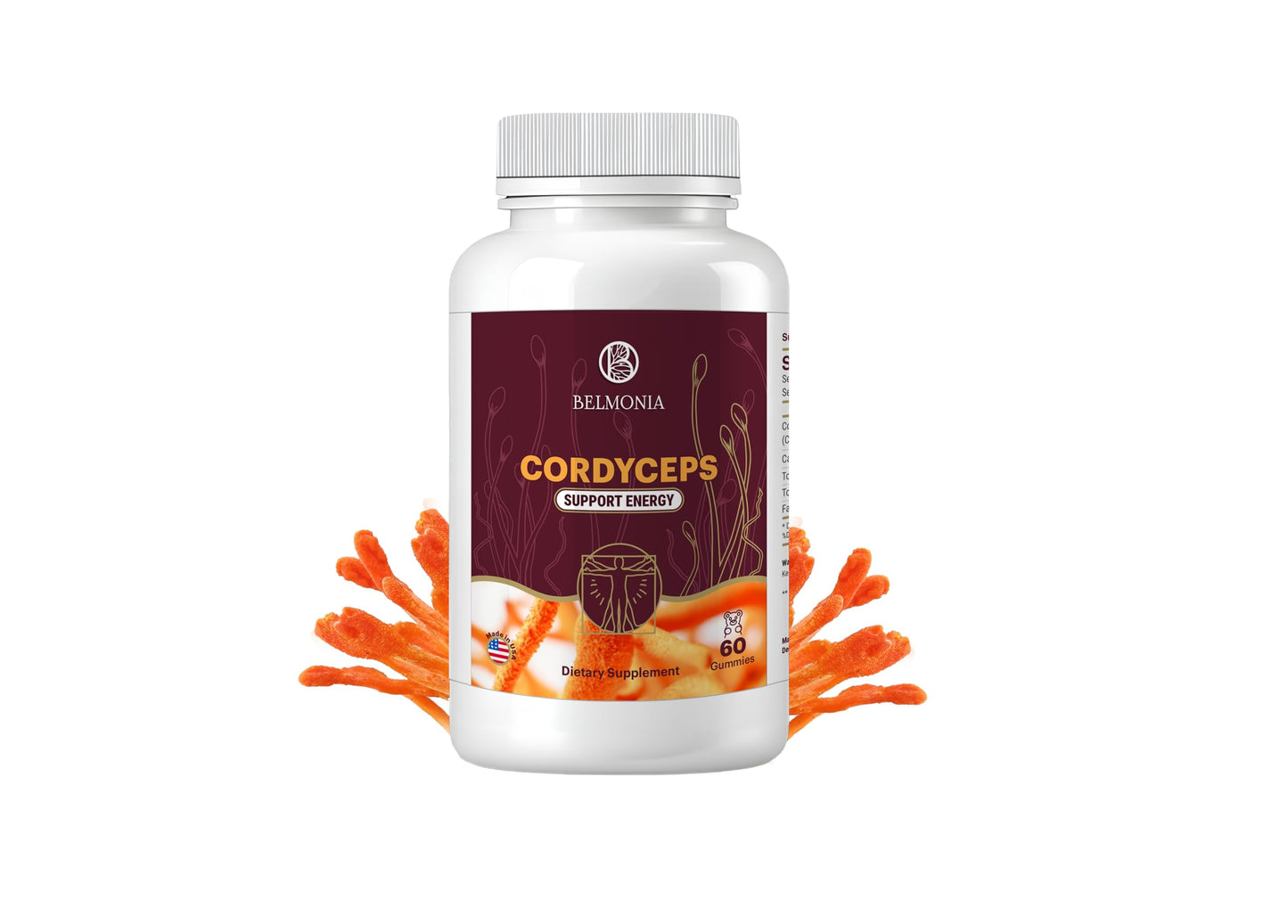 Belmonia Cordyceps Mushroom Gummies, 60 Count