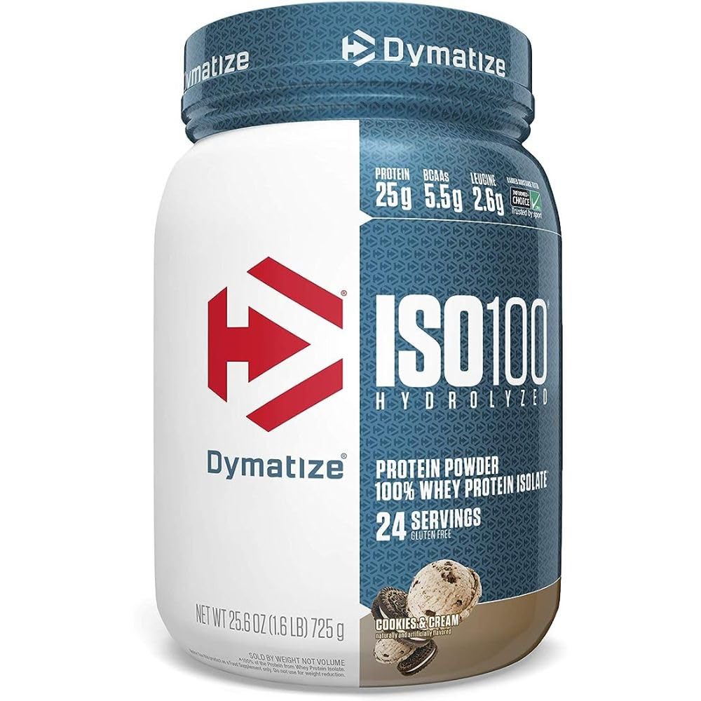 Dymatize ISO100 Hydrolyzed Whey Isolate Protein Powder Cookies and Cream 1.6 Pound