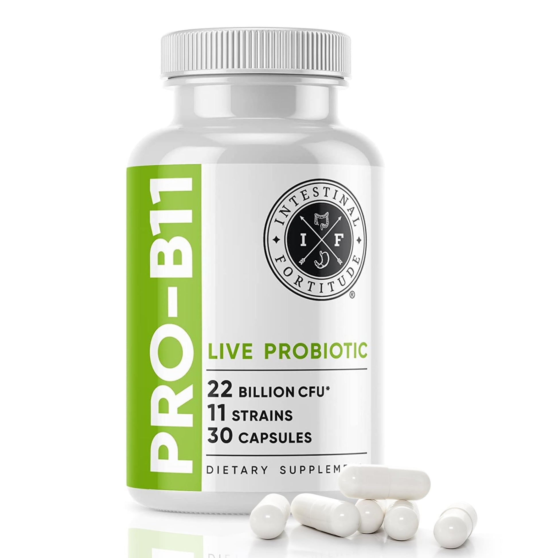 Intestinal Fortitude PRO-B11 Probiotics for Men and Women - 22 Billion CFU, Daily Probiotic Supplement for Gut Health - Digestive Health Immune Support - Gluten Free, Dairy Free Capsules 30 Capsules