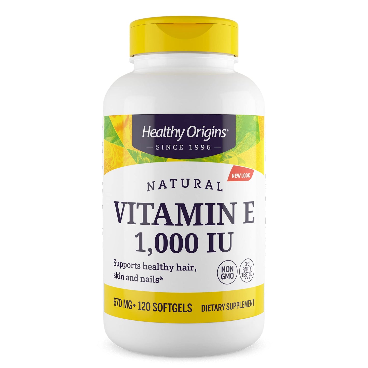 Healthy Origins Vitamin E 1,000 IU, Natural Mixed Tocopherols Capsules, 120 Count