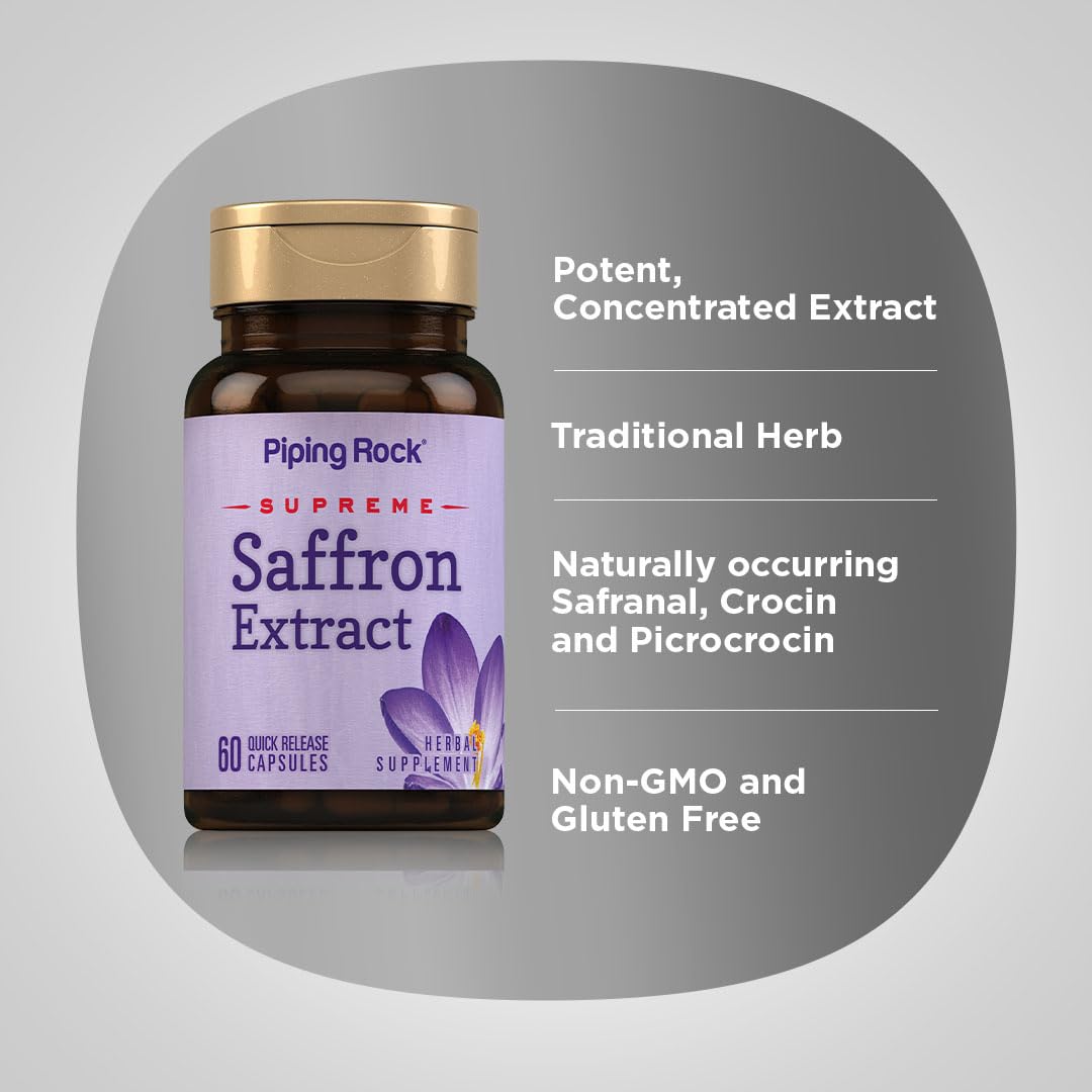 Piping Rock Ultimate Saffron Extract 88.5 mg, 60 Quick Release Capsules