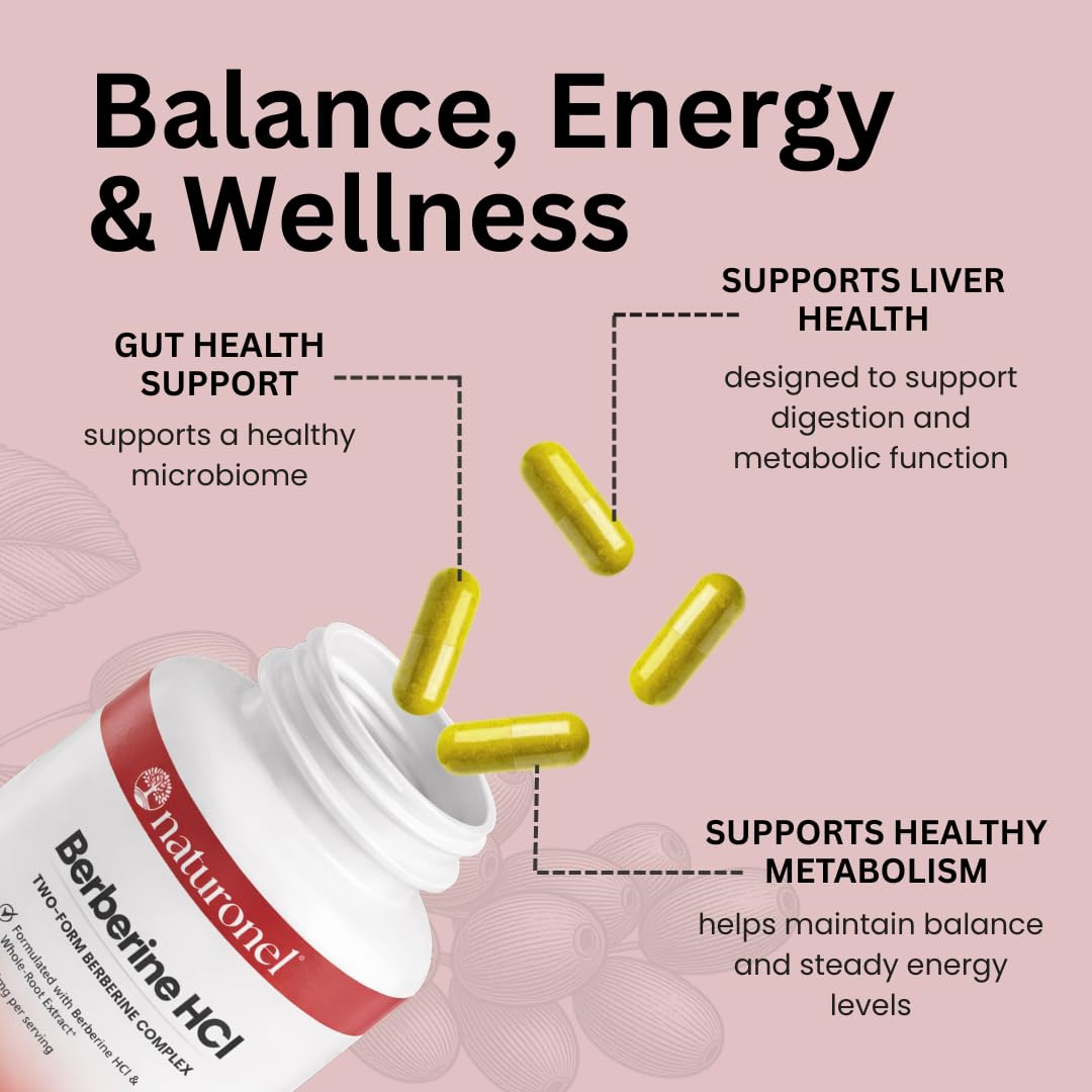 Naturonel Berberine HCl 1200mg Capsule, 60 Count