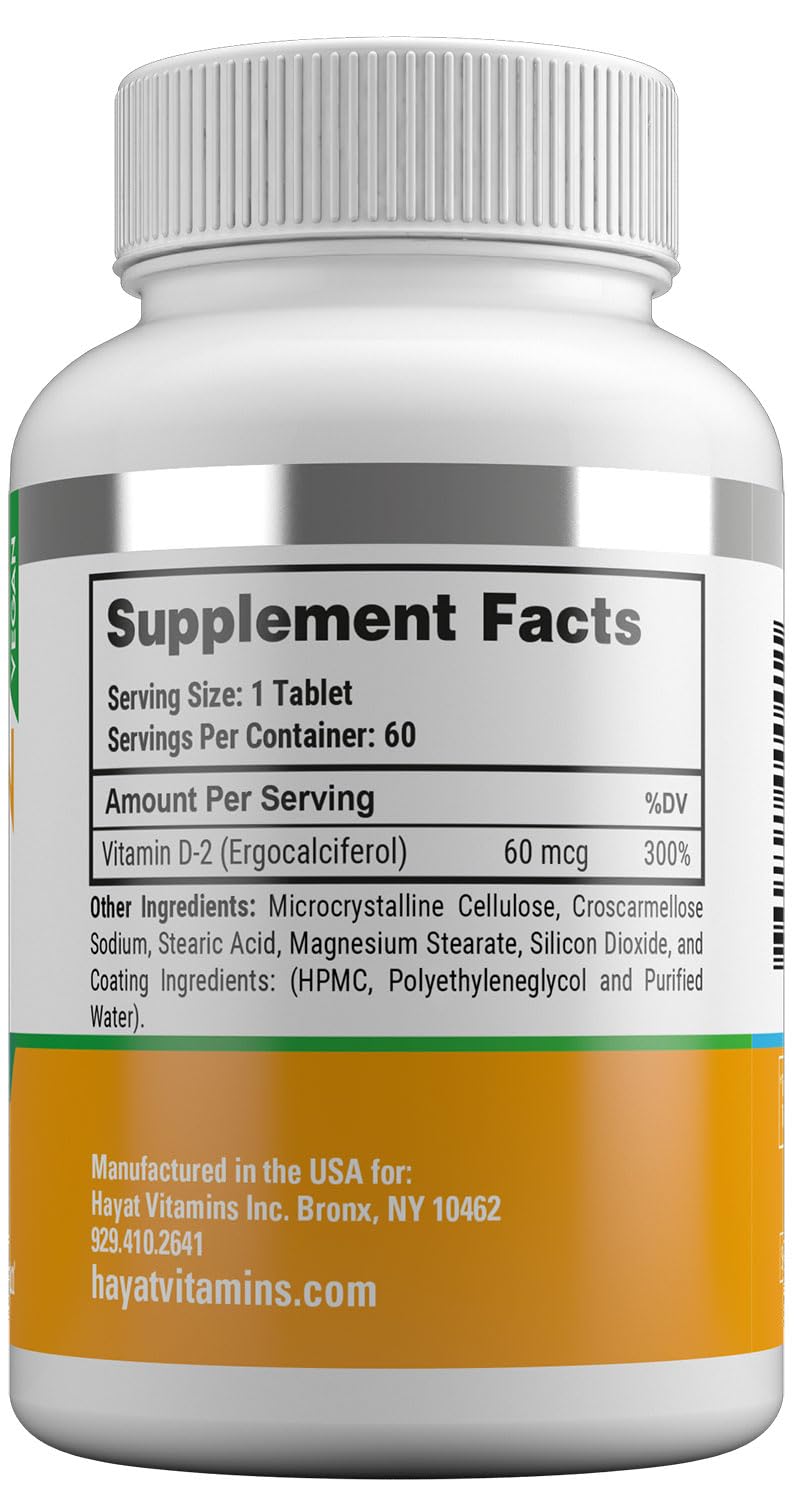 HAYAT Vegan Vitamin D2 2400 IU Tablet, 60 Count