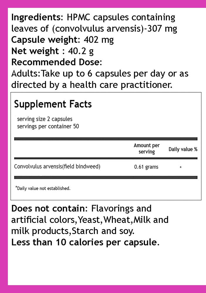 Hekma Center Pure Field Bindweed Leaf - Convolvulus Arvensis Capsules, 100 Count