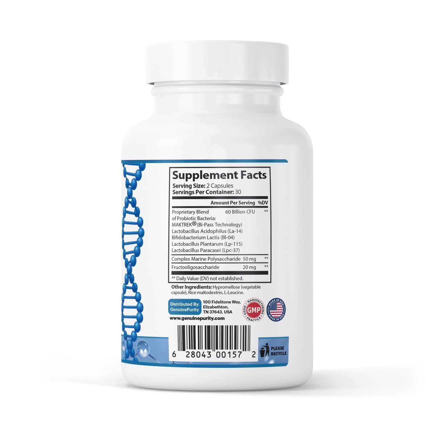 GenuinePurity Probiotic Supplement Capsule 60 Count