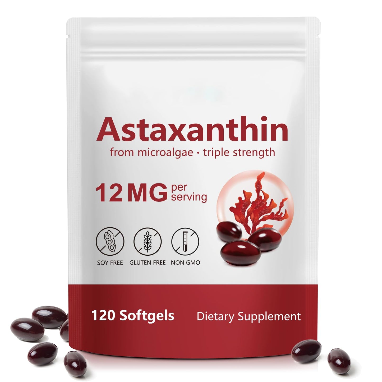 HUALIJIA Astaxanthin 12mg Softgels, 120 Count
